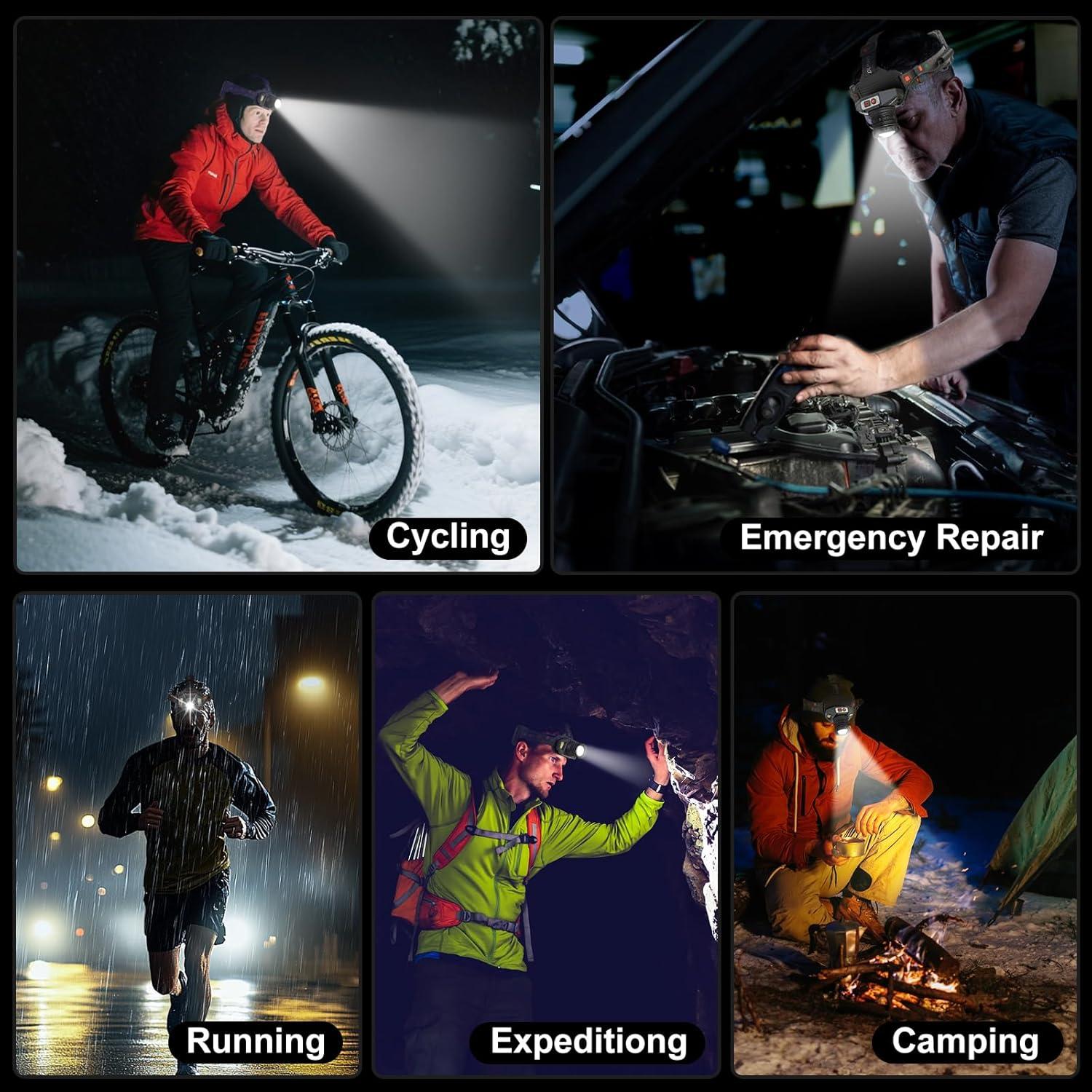 Linterna Frontal LED WARKAR 3000 Lúmenes Recargable IP65