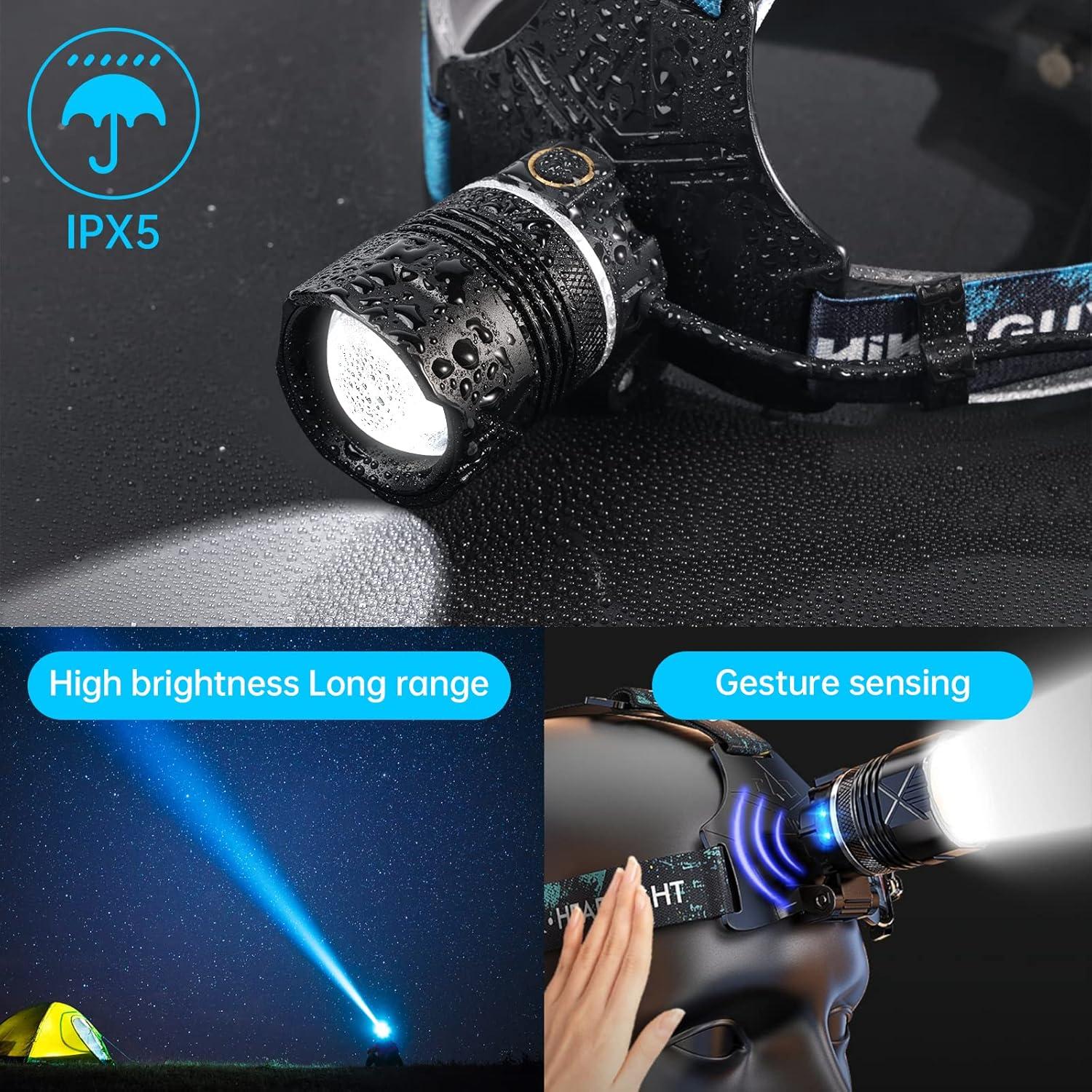 Linterna Frontal LED Ndeplis T60 1500 Lúmenes IPX5 Recargable