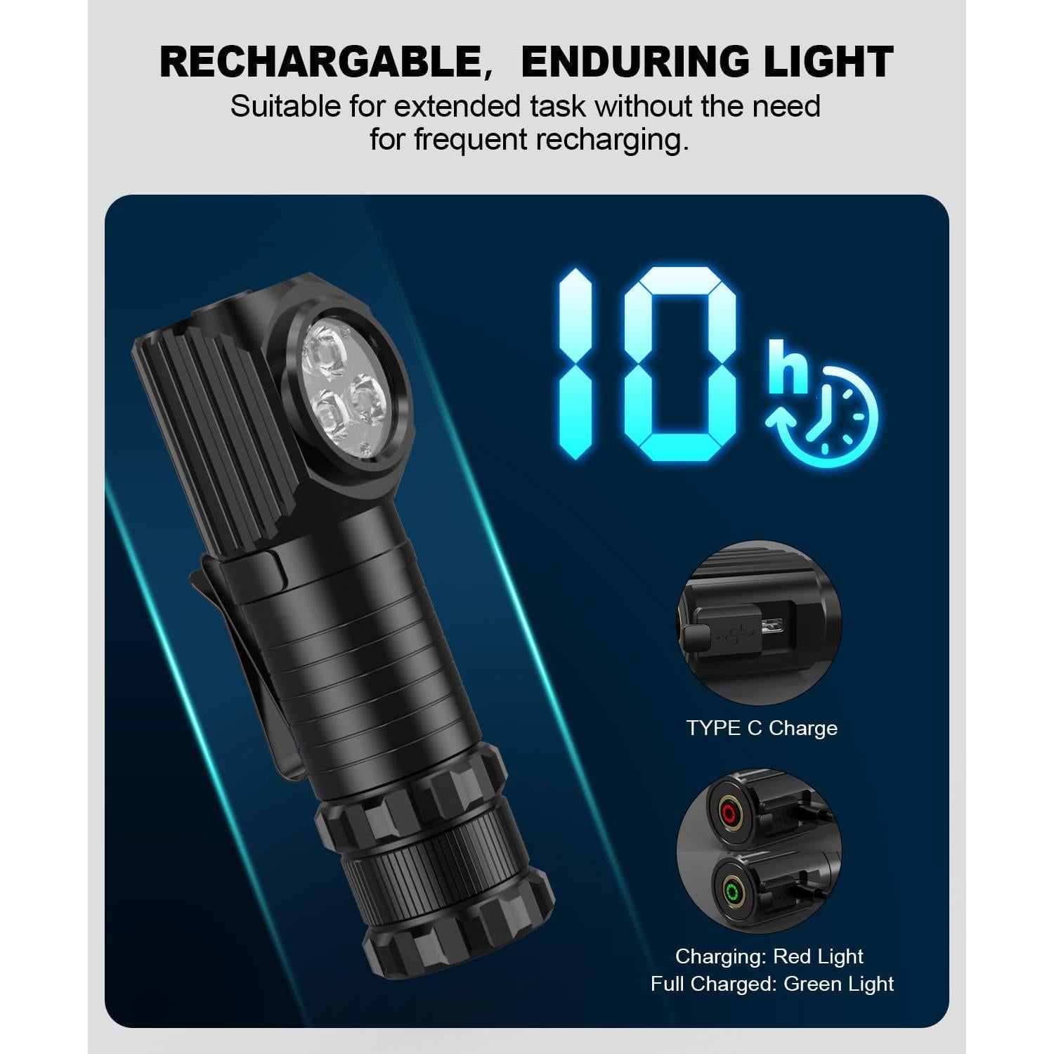 Linterna Frontal LED Recargable Spriak T300 - 7 Modos, 180°