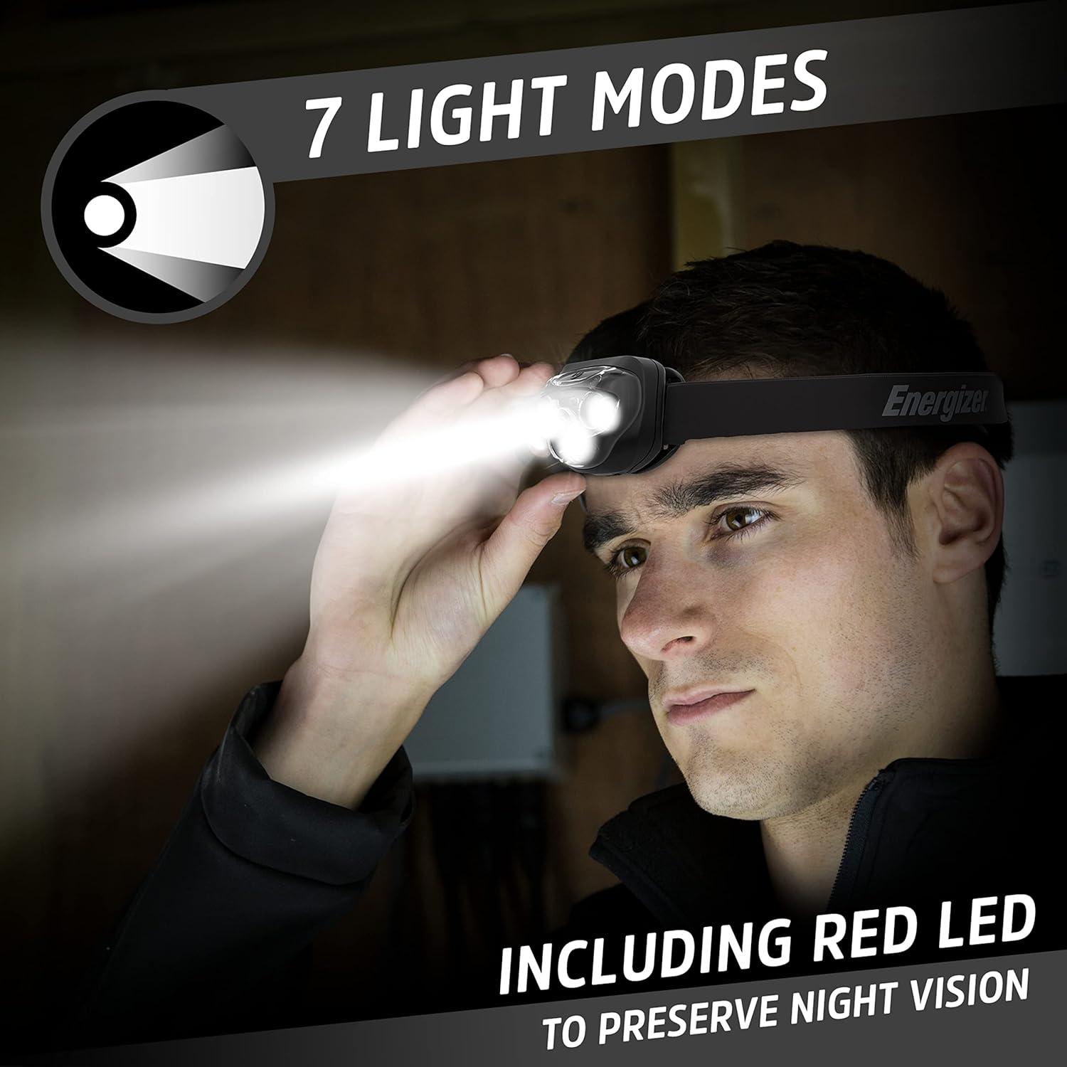 Paquete 2 Lámparas Frontales LED Energizer PRO + Linterna Camping 500 Lúmenes