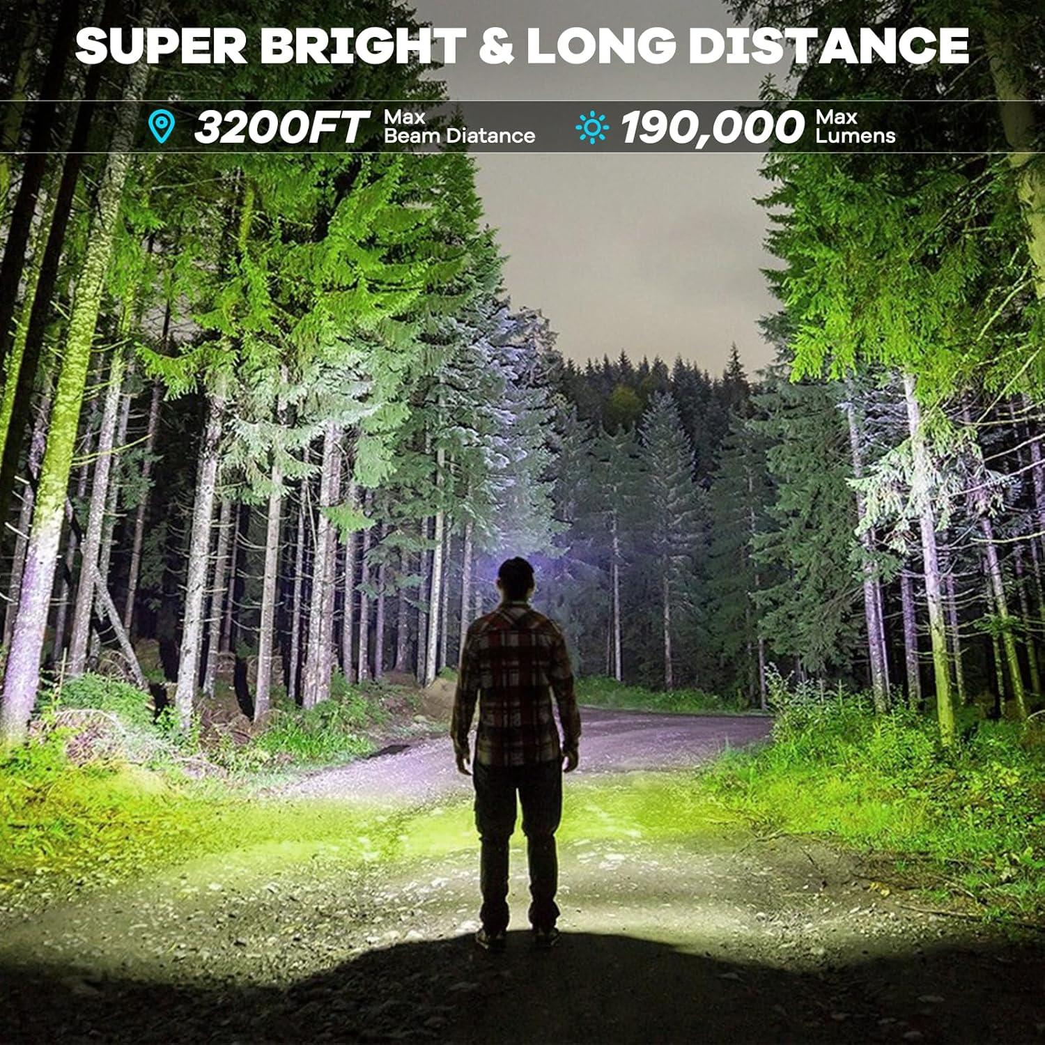 Linterna Frontal Recargable AURASEASON P36 90,000 Lúmenes IPX7