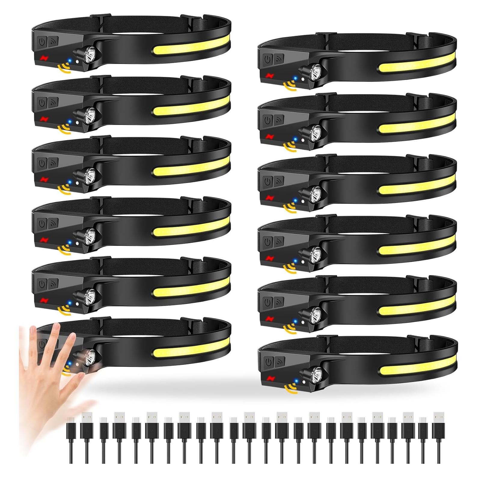 12 Linternas Frontales Recargables Britebeam 1000 Lúmenes IPX4