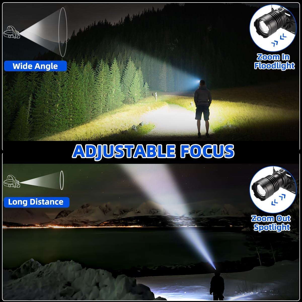 Linterna Frontal LED Recargable LNRYY 2Pack 4 Modos 90°