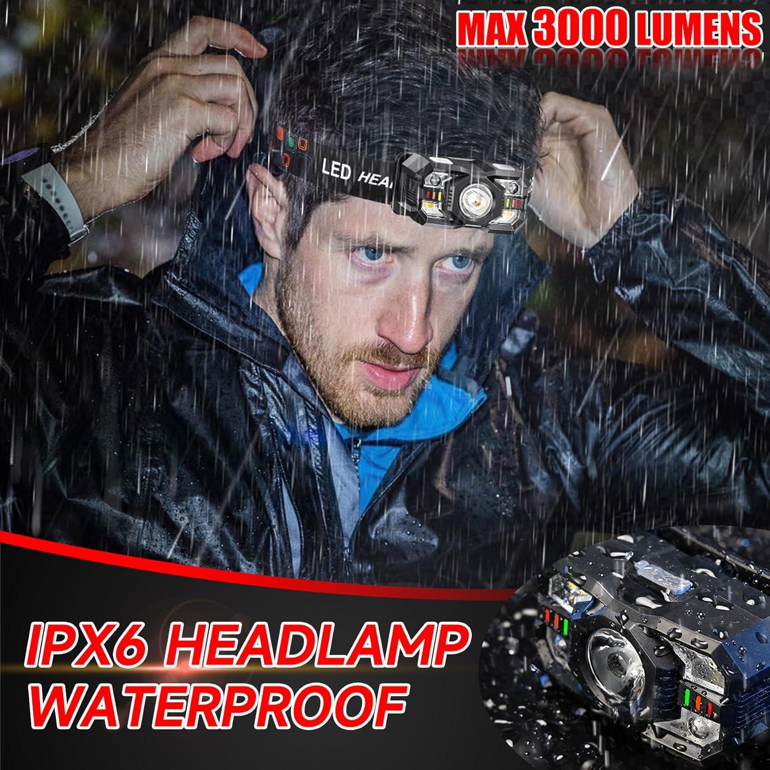 Linterna Frontal LED Recargable Northlet 3000 Lúmenes 6 Pack