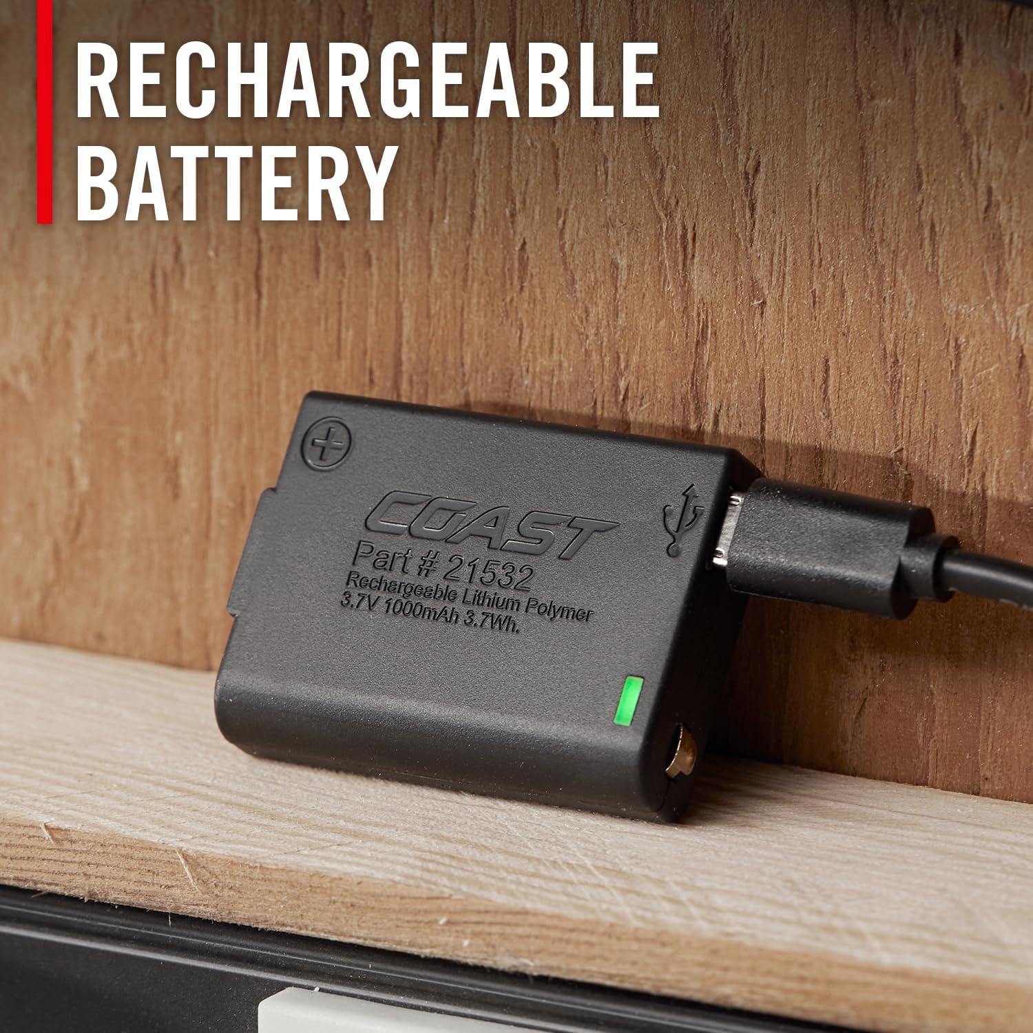 Linterna Frontal Recargable Coast FL95R 1250 Lúmenes LED 4 Modos