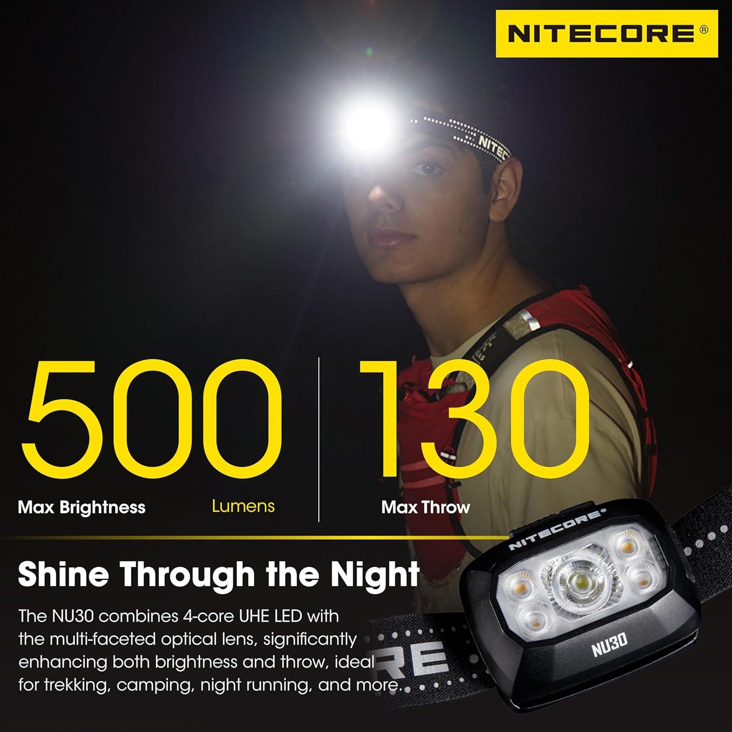 Linterna Frontal Nitecore NU30 500 Lúmenes Recargable USB-C