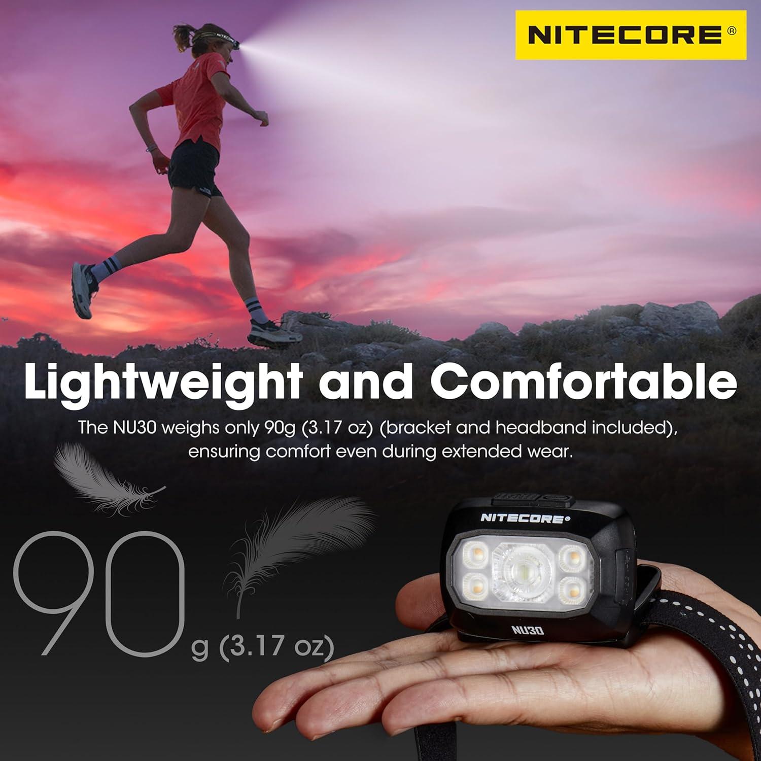 Linterna Frontal Nitecore NU30 500 Lúmenes Recargable USB-C