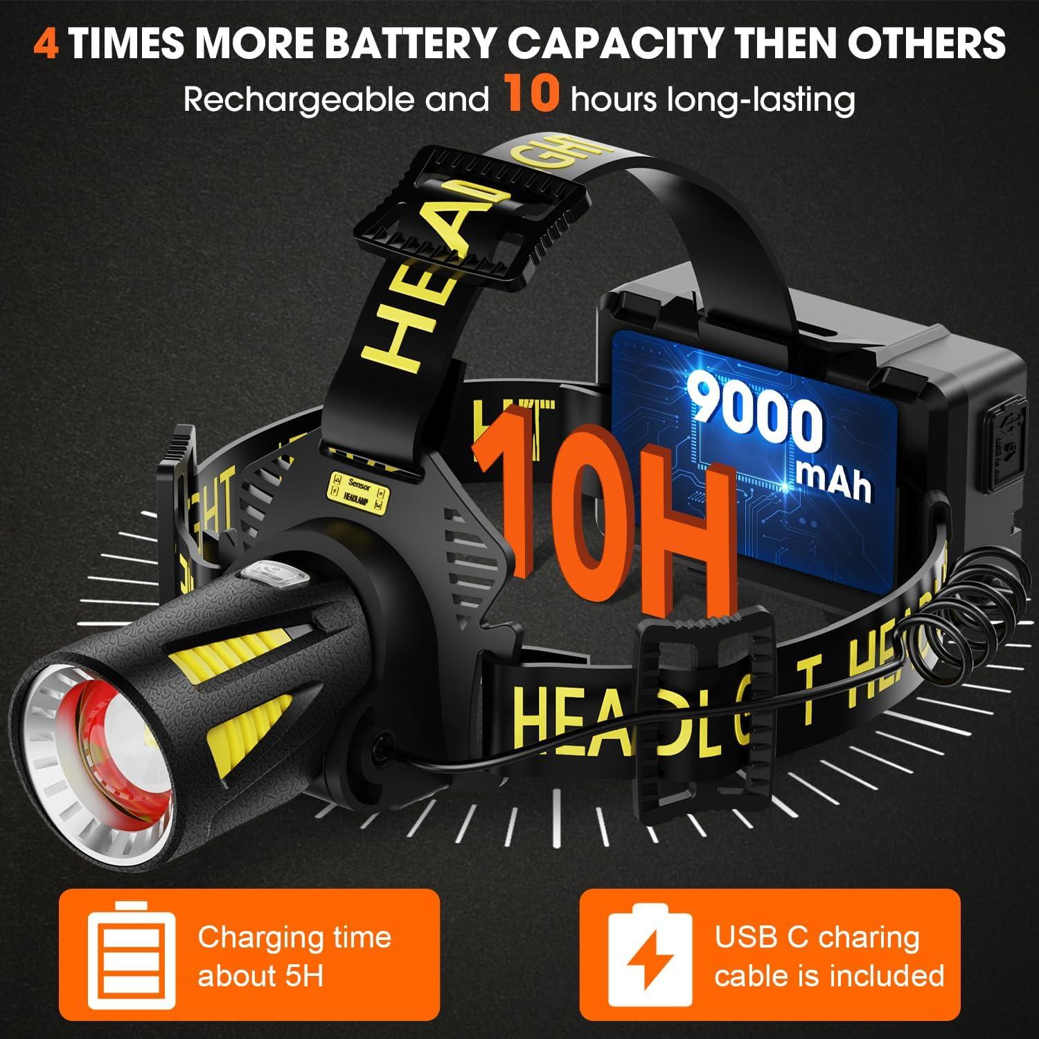 Linterna Frontal Recargable MAXME100 Explorer H6 9000mAh IP68