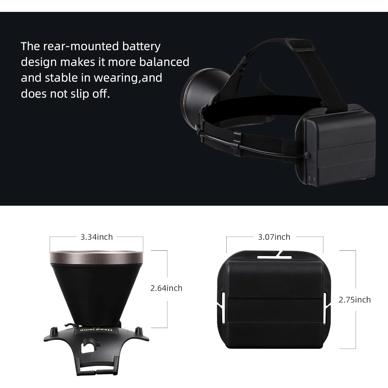 Linterna Frontal LED Amkulop S5 Recargable USB C 9300mAh IPX4