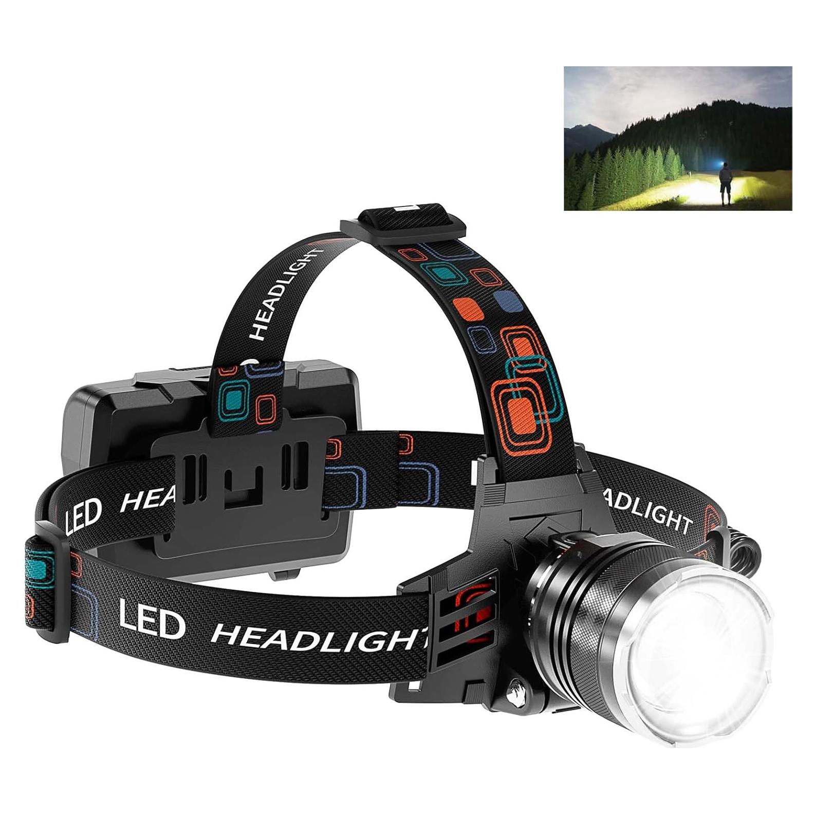 Linterna Frontal Recargable TZXTW 9000mAh 5 Modos IPX7