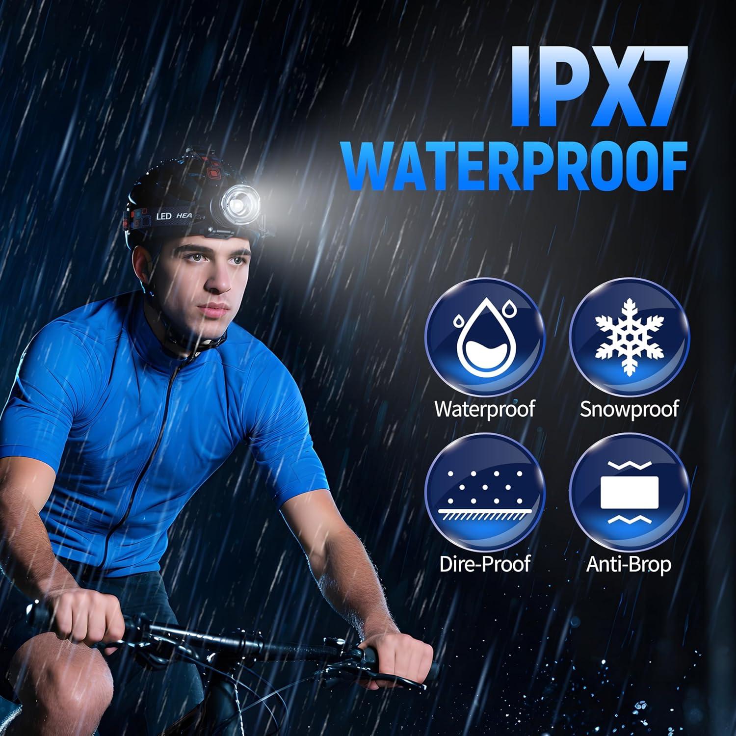 Linterna Frontal Recargable TZXTW 9000mAh 5 Modos IPX7