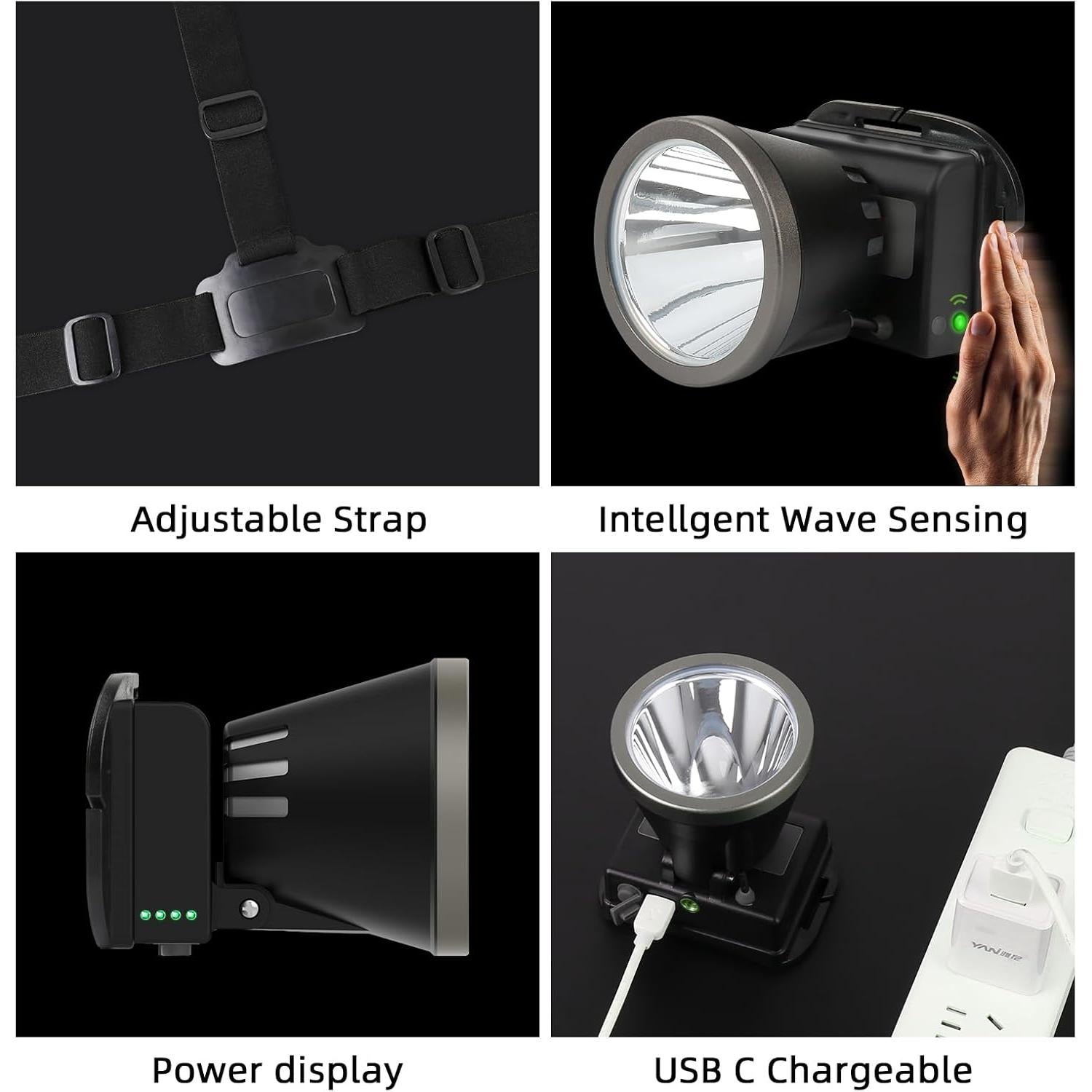 Linterna Frontal Recargable Amkulop X4-B LED 500m Alcance