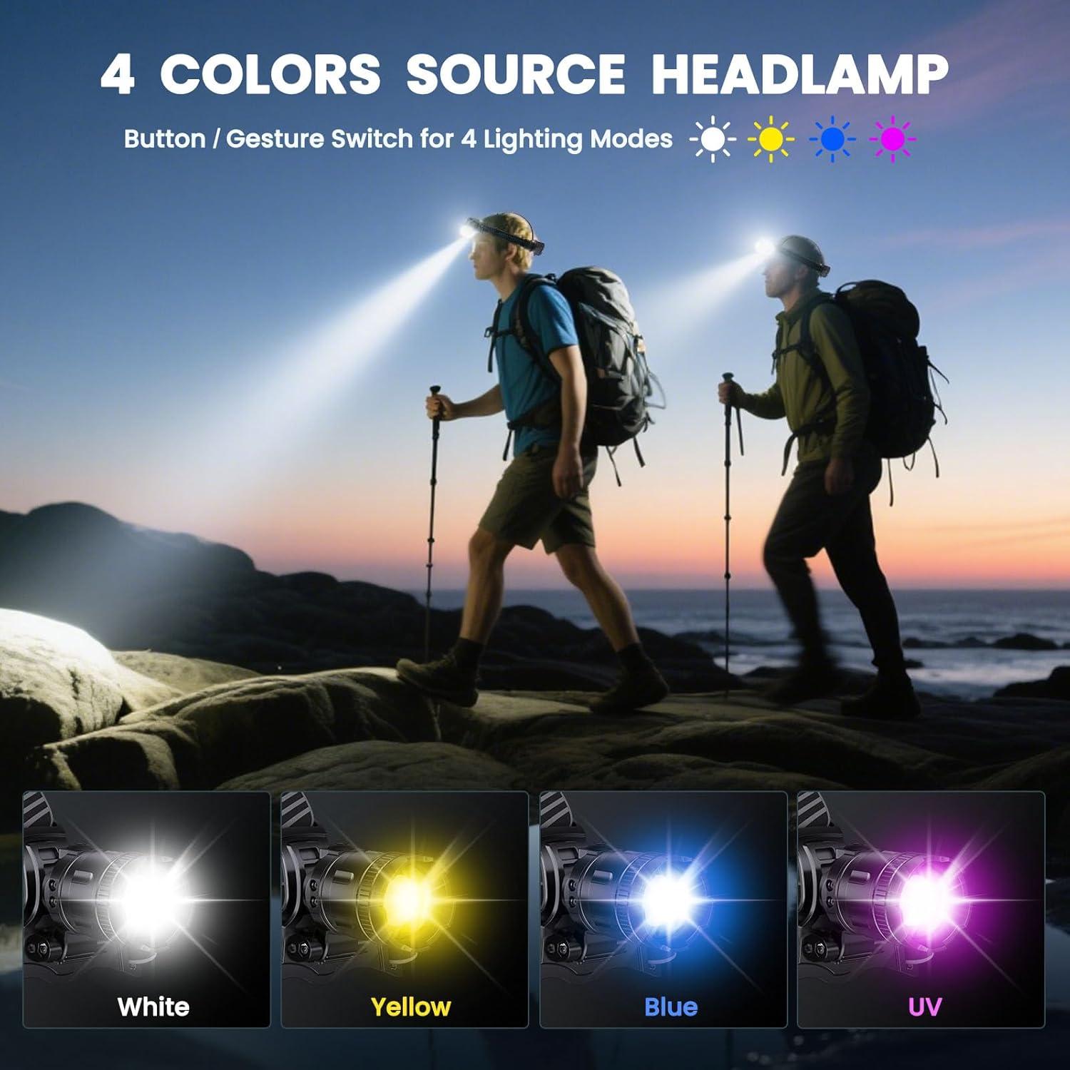 Linterna Frontal Recargable YNYS 990000 Lúmenes 4 Colores