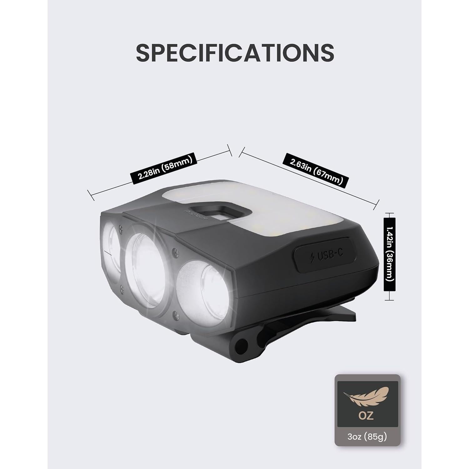 Linterna LED recargable Claymore Capon 200H negra, 1000 lúmenes