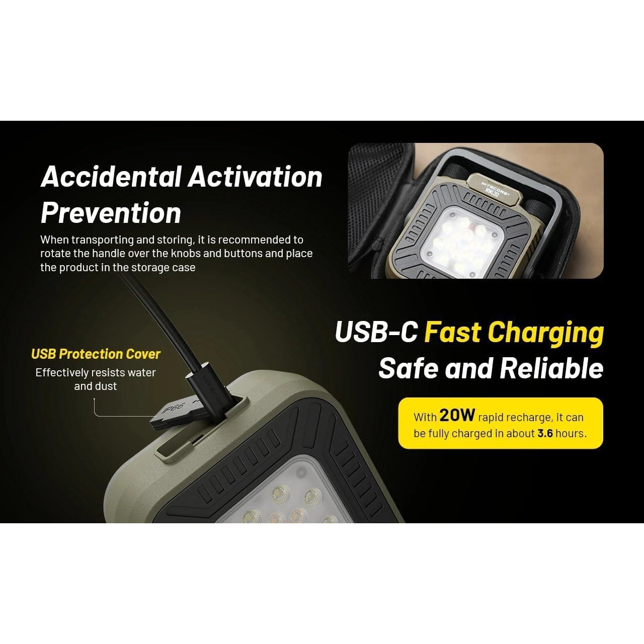 Linterna Recargable Nitecore NWL30 3000 Lúmenes USB-C