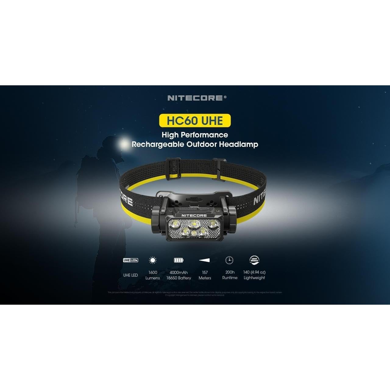 Linterna Frontal Nitecore HC60 UHE 1600 Lúmenes USB-C