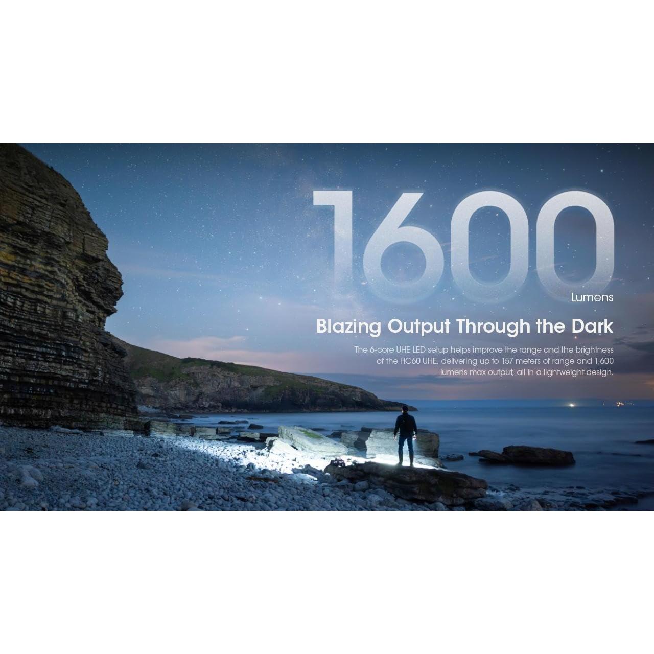 Linterna Frontal Nitecore HC60 UHE 1600 Lúmenes USB-C