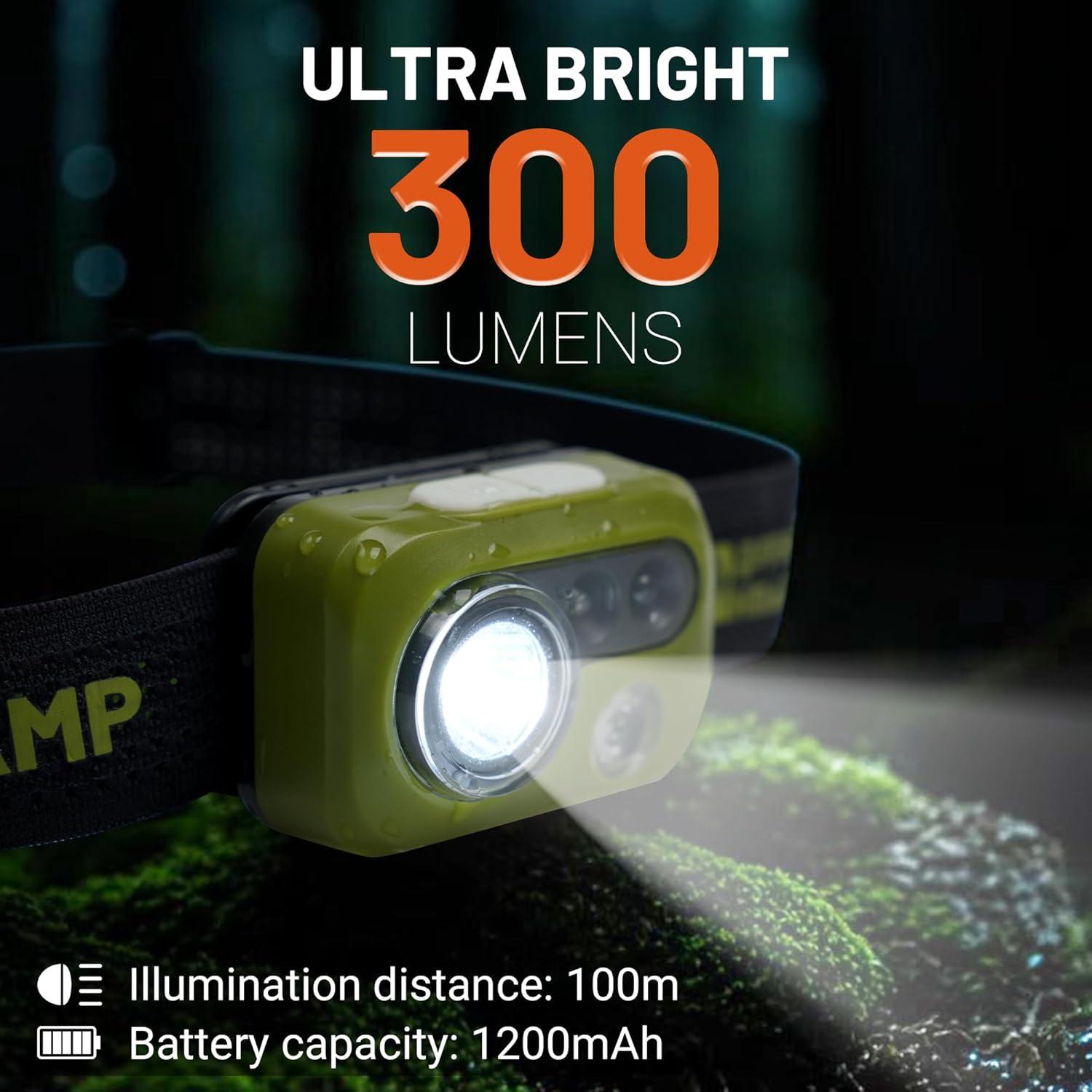 Linterna Frontal LED Himalaya Verde IPX64 300 Lúmenes