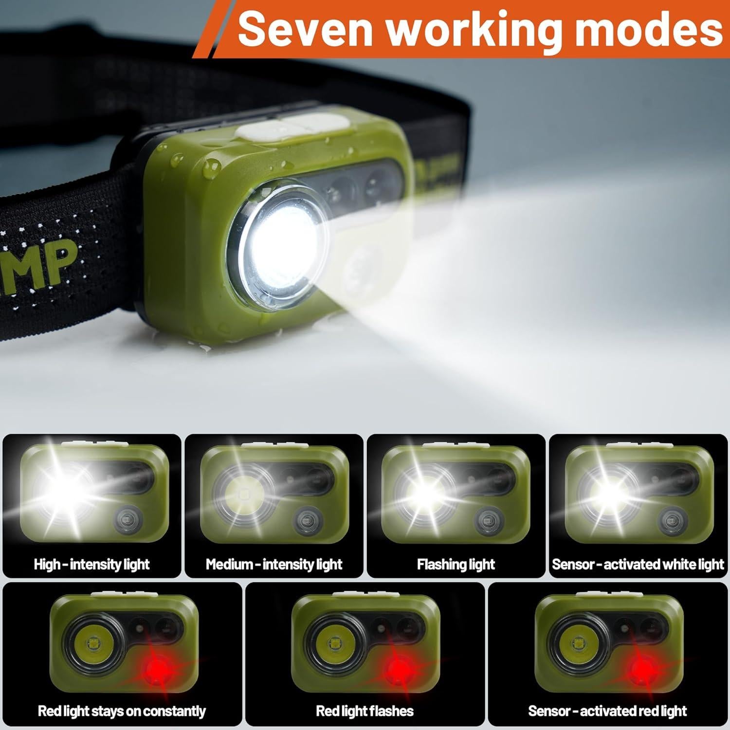 Linterna Frontal LED Himalaya Verde IPX64 300 Lúmenes