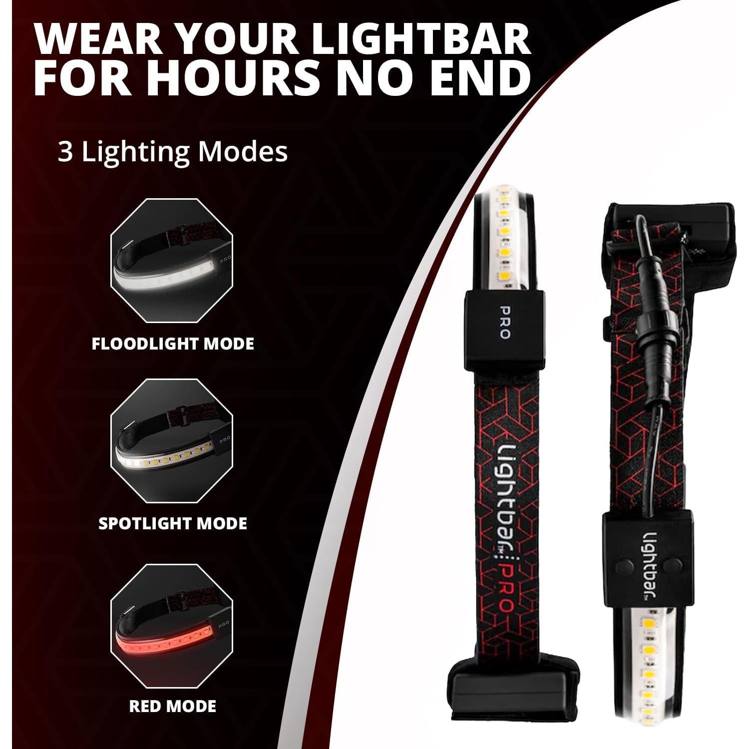 Linterna Frontal LED LIGHTBAR Pro 500 Lúmenes Rojo