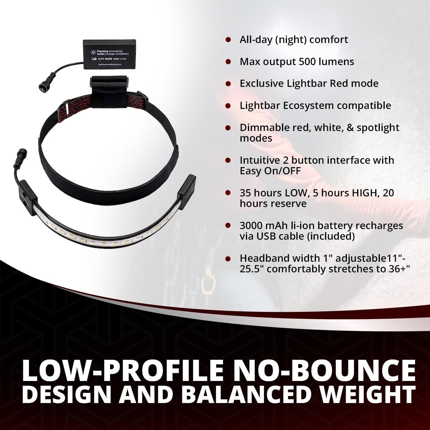 Linterna Frontal LED LIGHTBAR Pro 500 Lúmenes Rojo