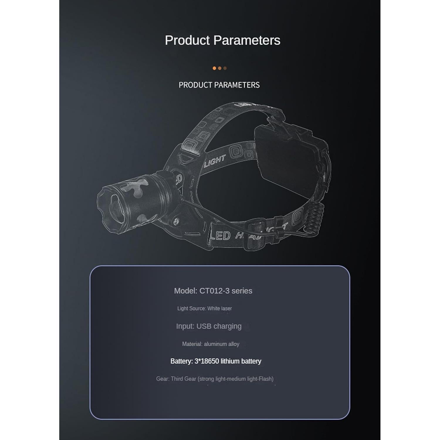 Linterna Frontal LED Recargable Carttley 180000 Lúmenes IP67