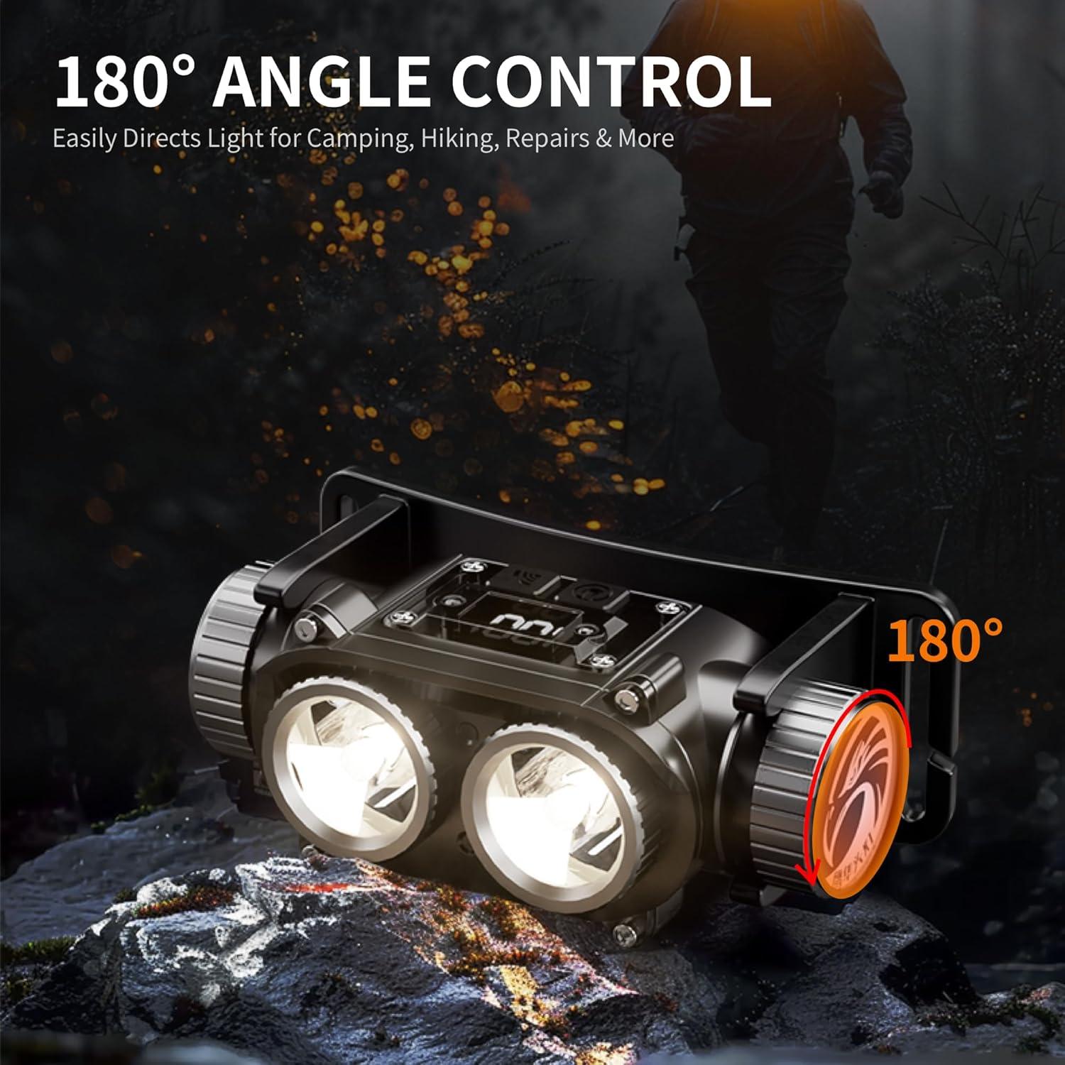 Linterna Frontal Recargable WARSUN 1500 Lúmenes IPX6