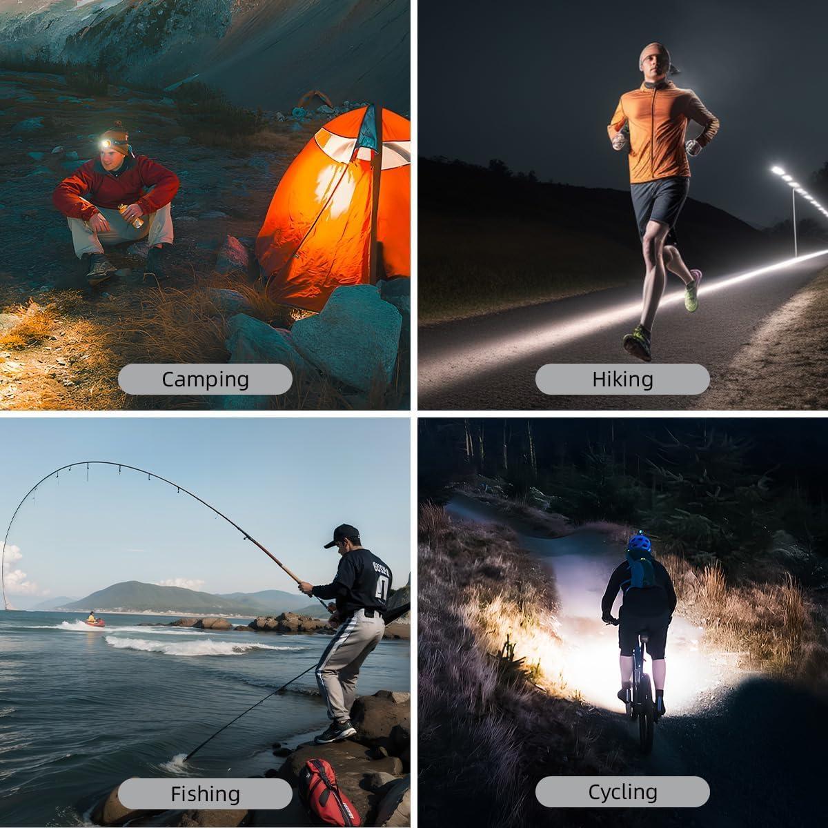 Linterna Frontal Recargable WARSUN 1500 Lúmenes IPX6