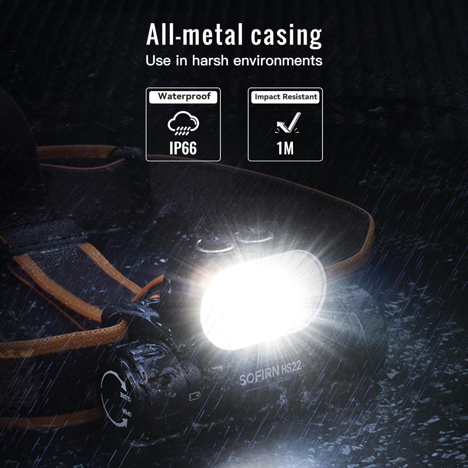 Linterna Frontal Sofirn HS22 Recargable 2500 Lúmenes IP66