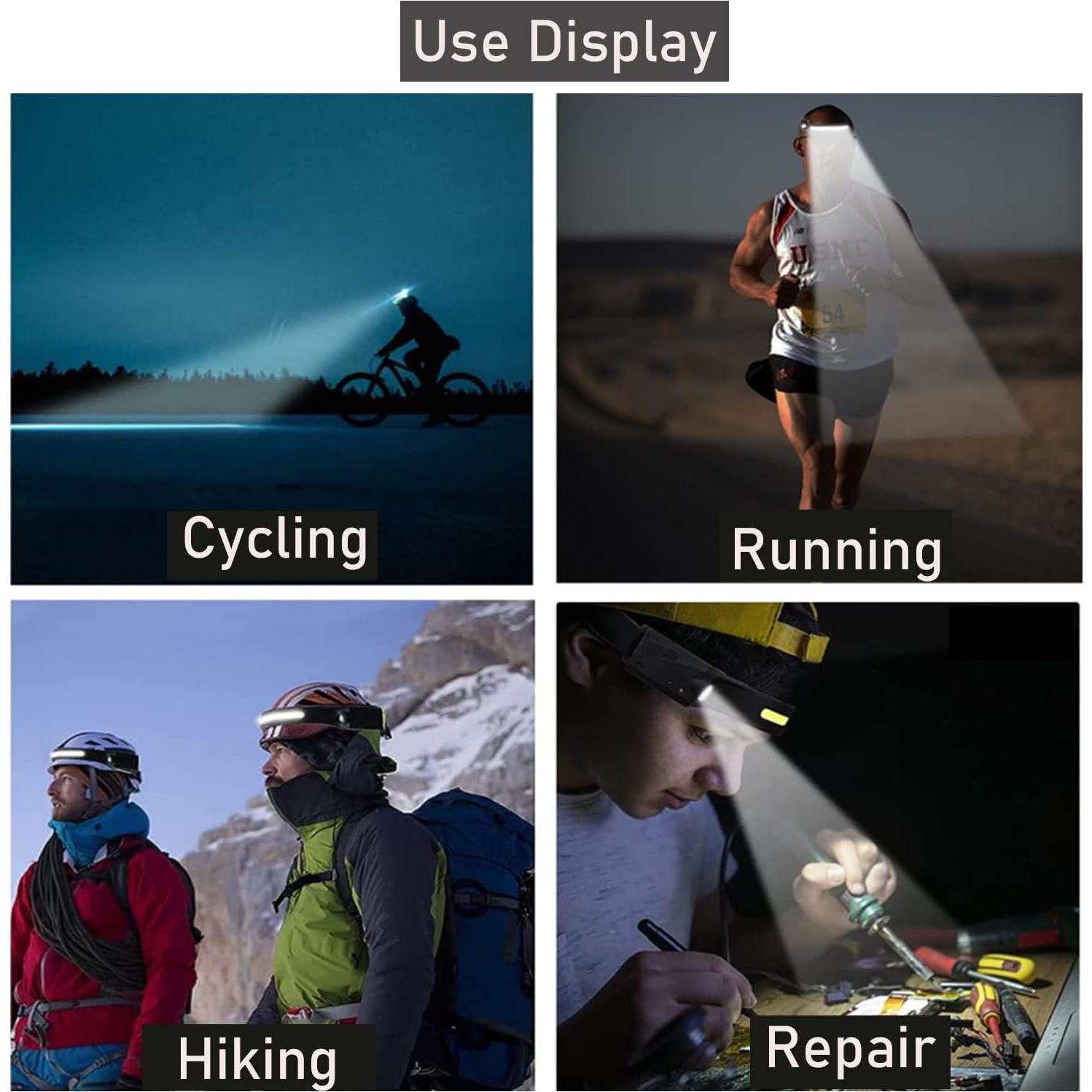 Linterna Frontal LED NUTSE Recargable IPX4 230° 2PCS