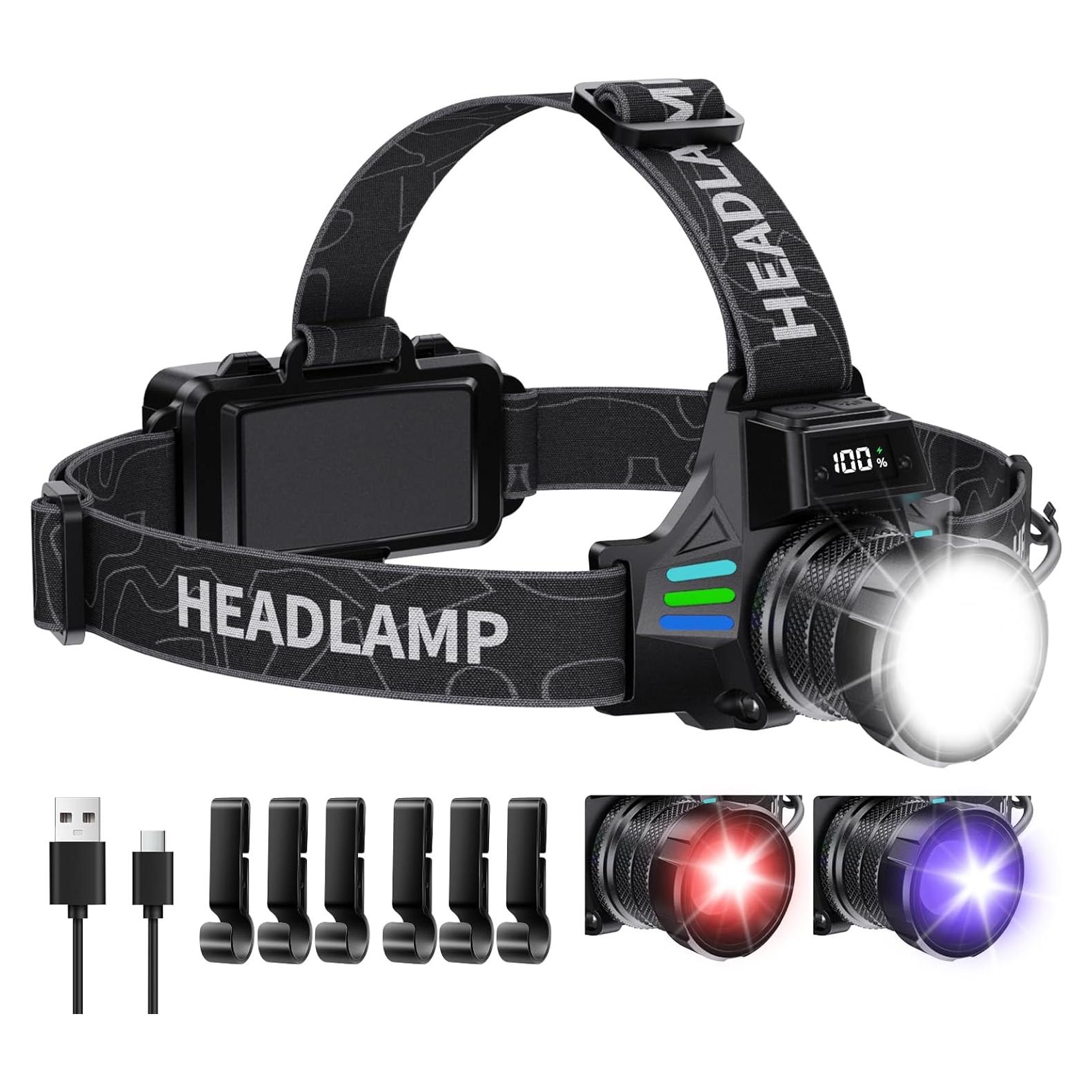 Linterna Frontal Recargable OMALIGHT 1080 Lúmenes 16 Modos