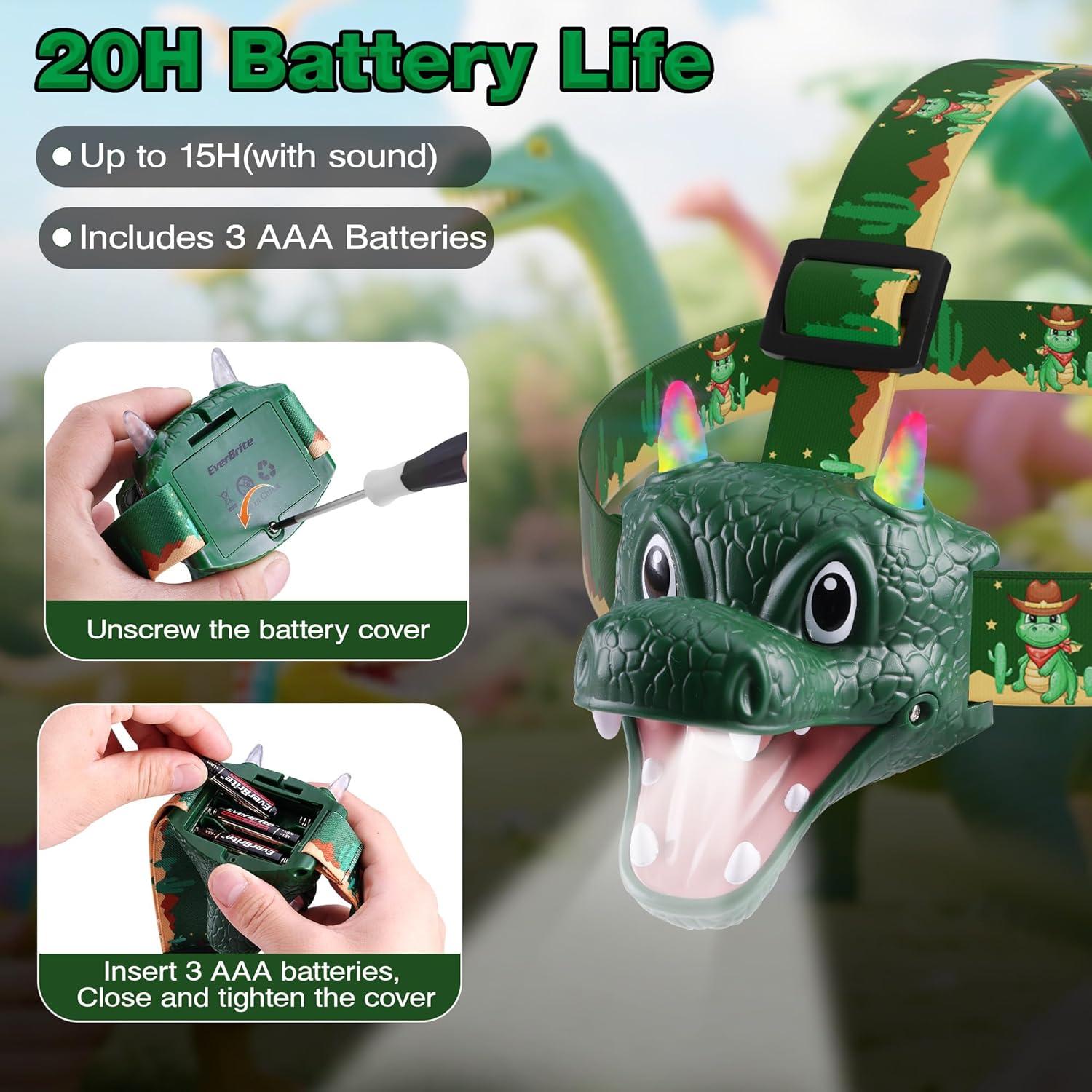 Linterna Frontal LED para Niños EverBrite Dragón RGB, 4 Modos