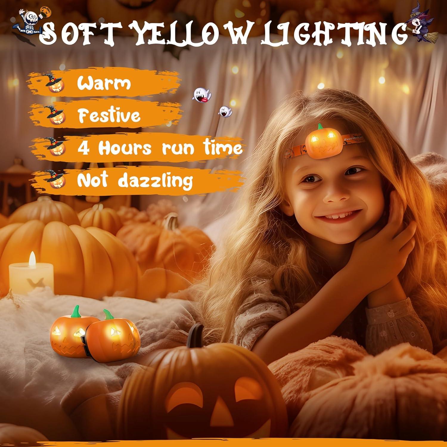 Linterna Frontal LED EverBrite Halloween 5 Piezas Naranja