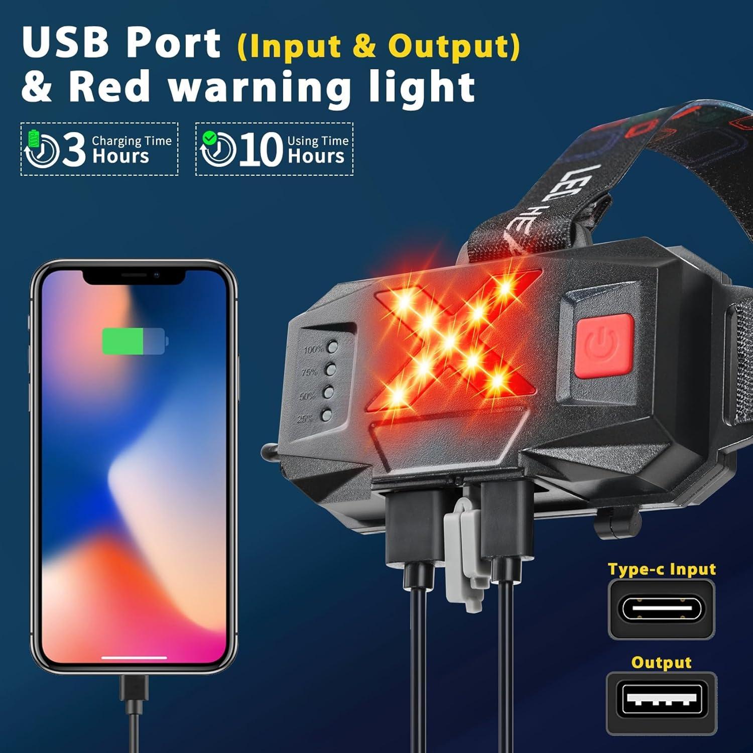 Linterna Frontal LED Recargable LoTanop 3000LM 4 Modos IP67