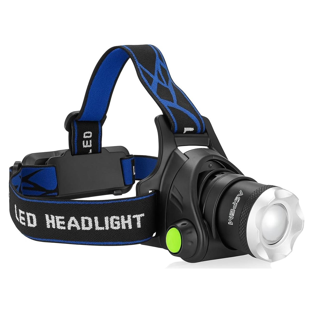 Linterna Frontal Recargable ASPEM 1000 Lúmenes IPX4 Ajustable