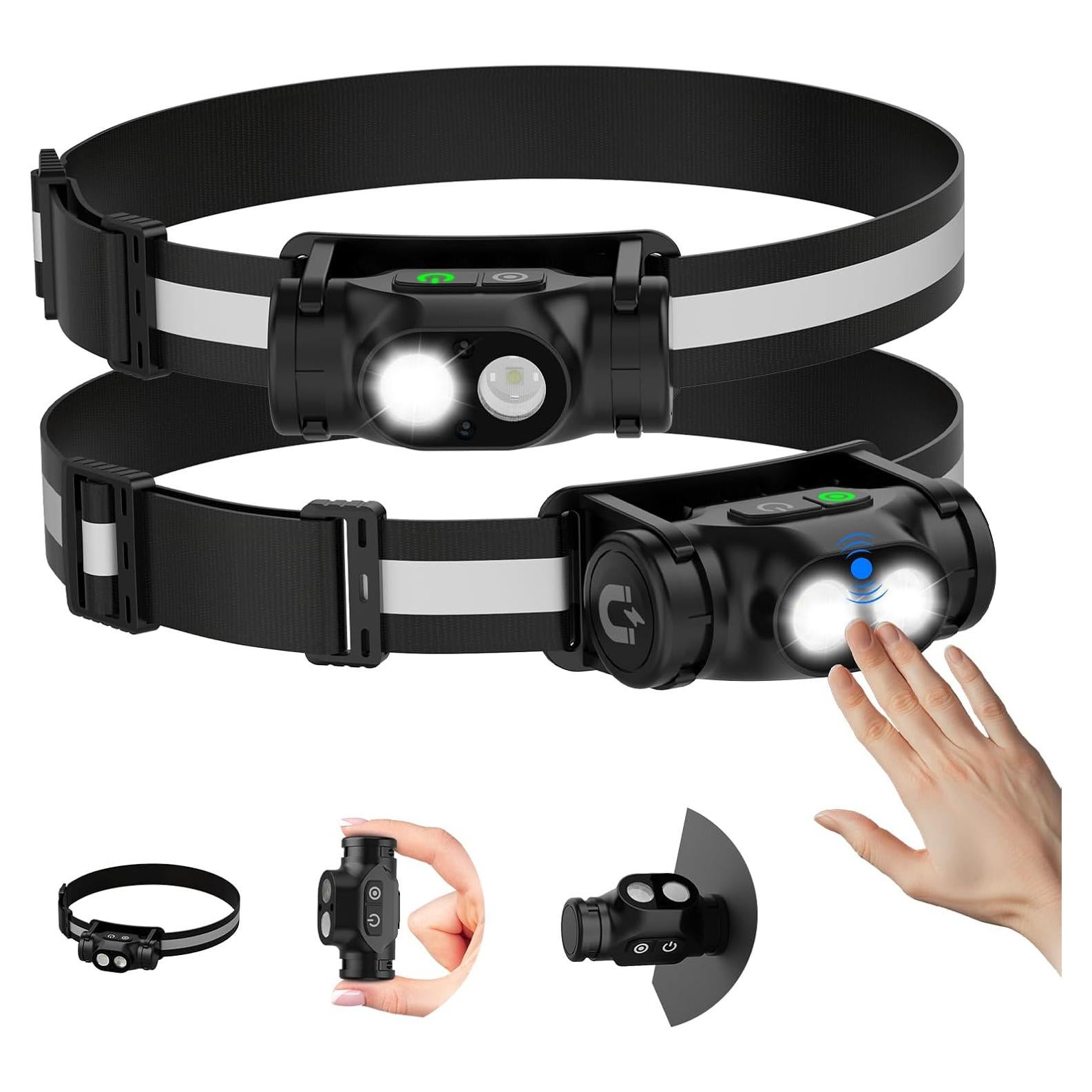 Linterna Frontal Recargable Spriak 2 Paquete LED 4 Modos