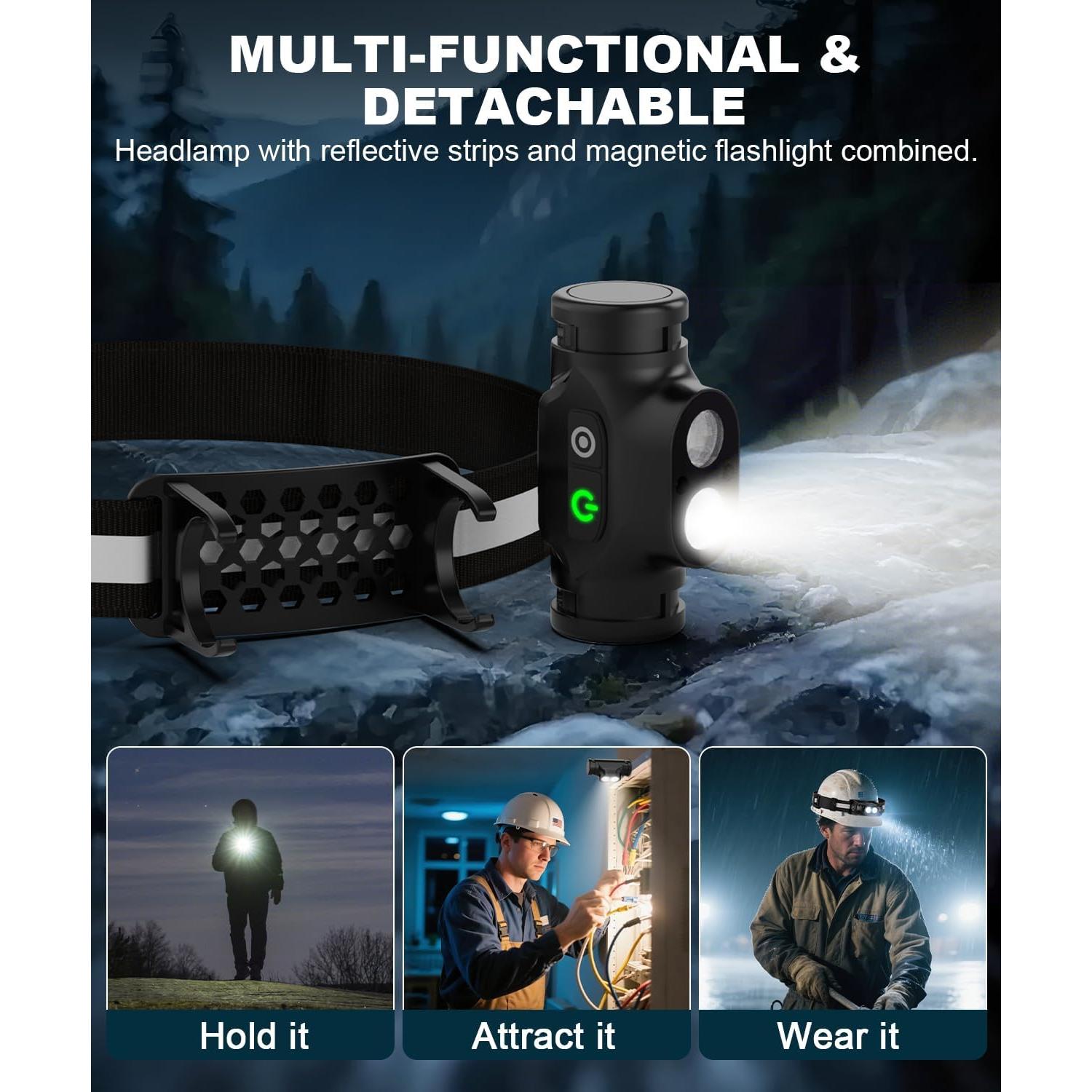 Linterna Frontal Recargable Spriak 2 Paquete LED 4 Modos