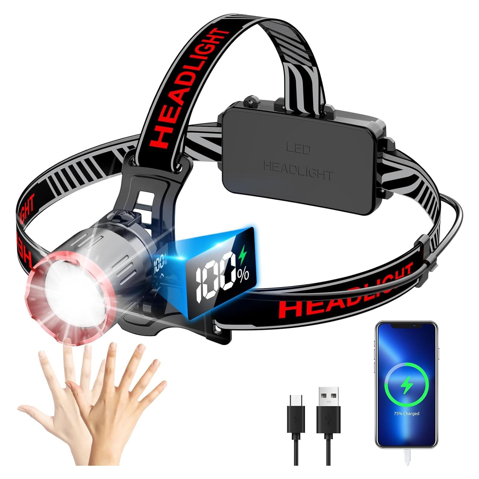 Linterna Frontal Recargable Yoobao V130, 100000 Lúmenes, Zoomable