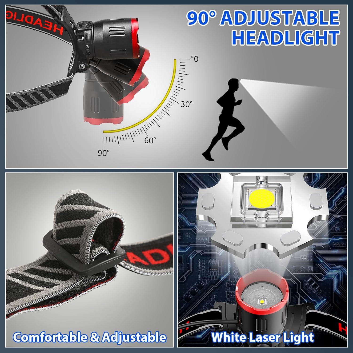 Linterna Frontal Recargable Yoobao V130, 100000 Lúmenes, Zoomable