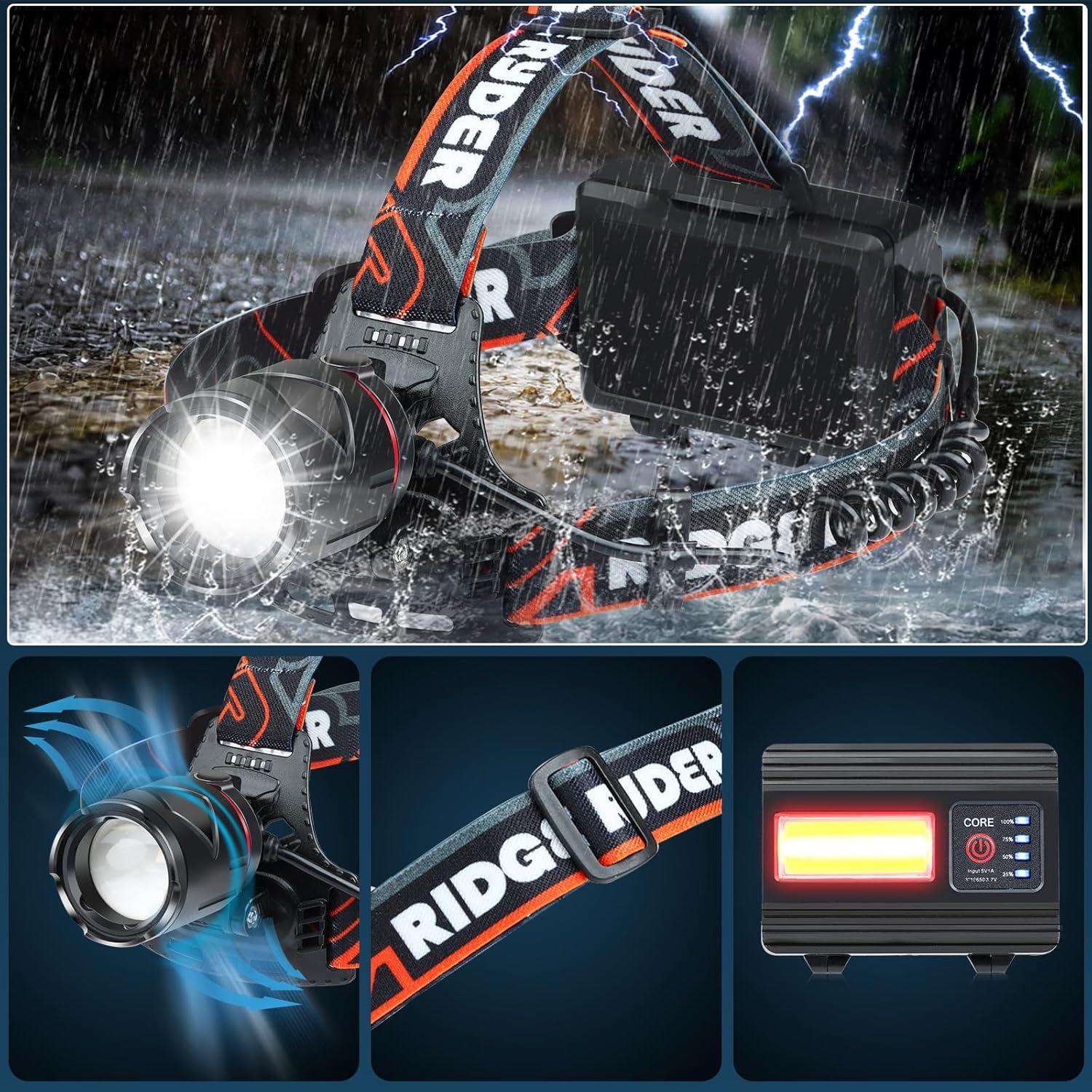 Juego de 2 Linternas Frontales Recargables Foleto 470 Lúmenes