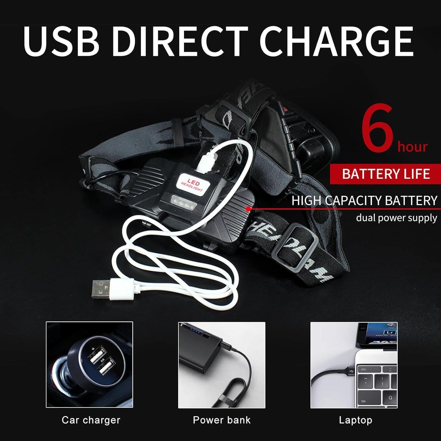 Luz Frontal Recargable DARKBEAM COB 2000 Lúmenes IPX4