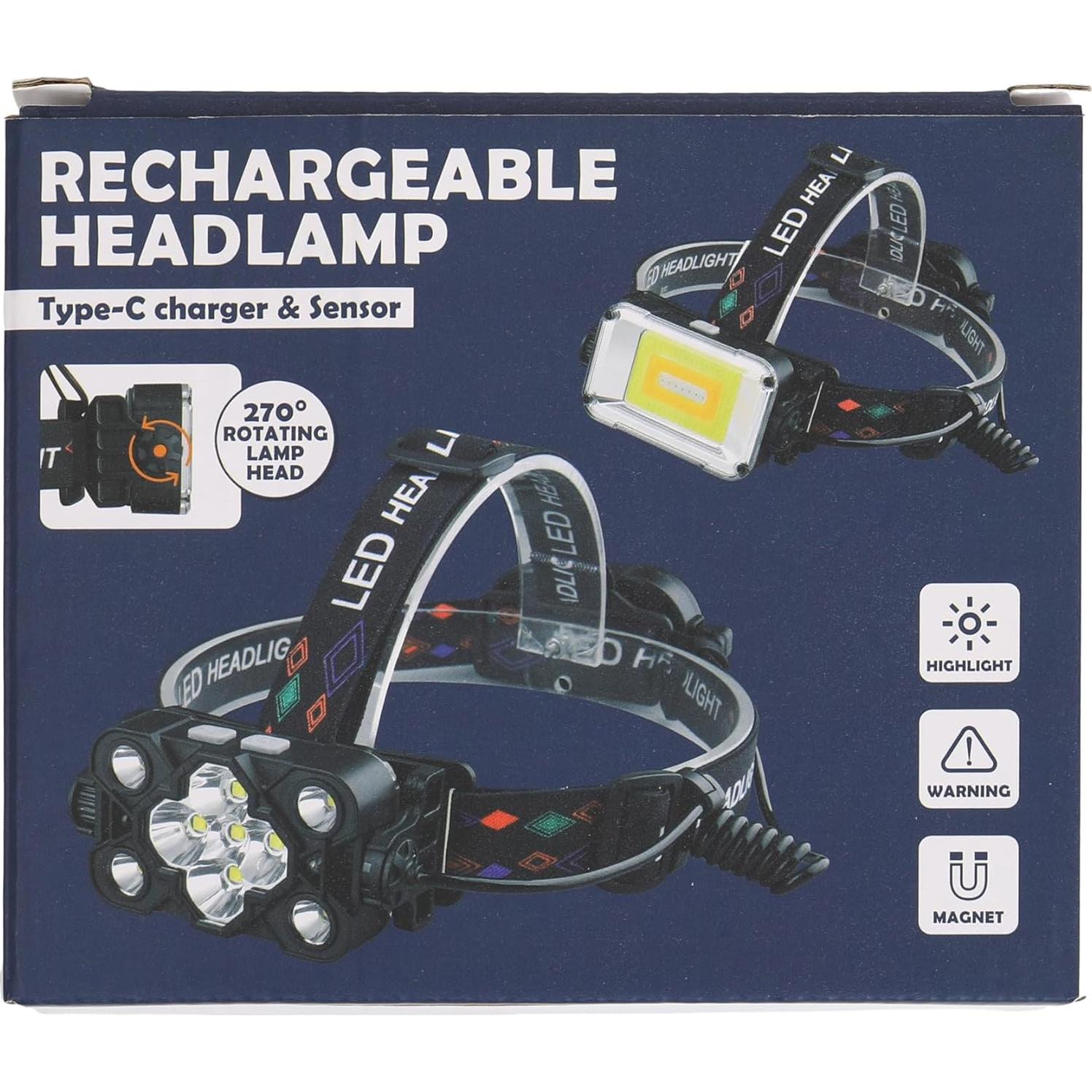 Linterna Frontal Recargable MoKo 2500 Lúmenes IP44 13 Modos