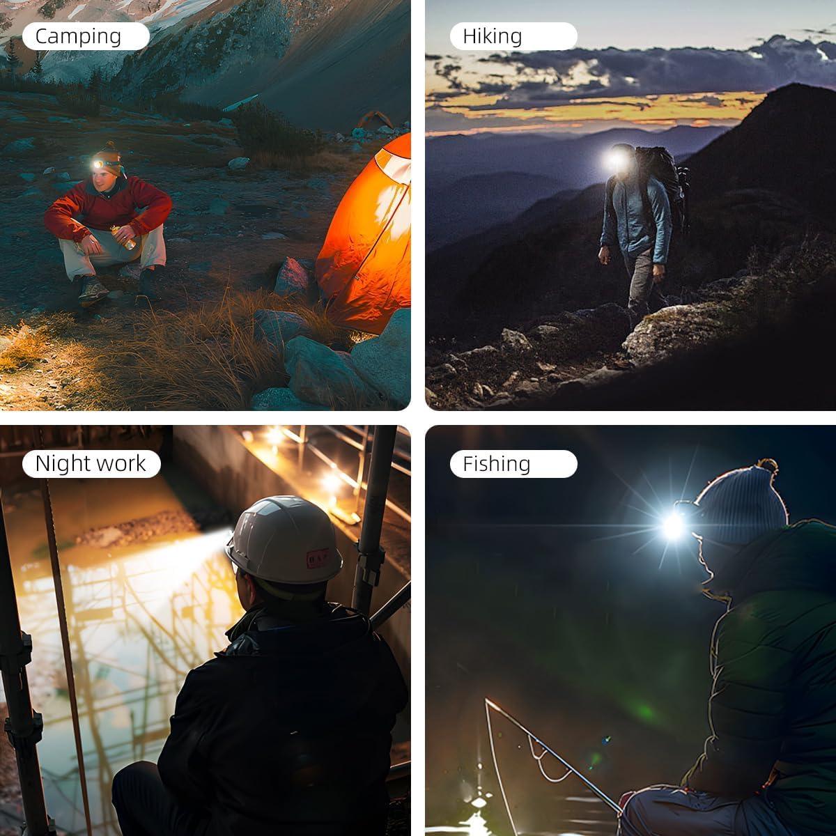 Linterna Frontal Recargable WARSUN 750 Lúmenes 2 Paquetes