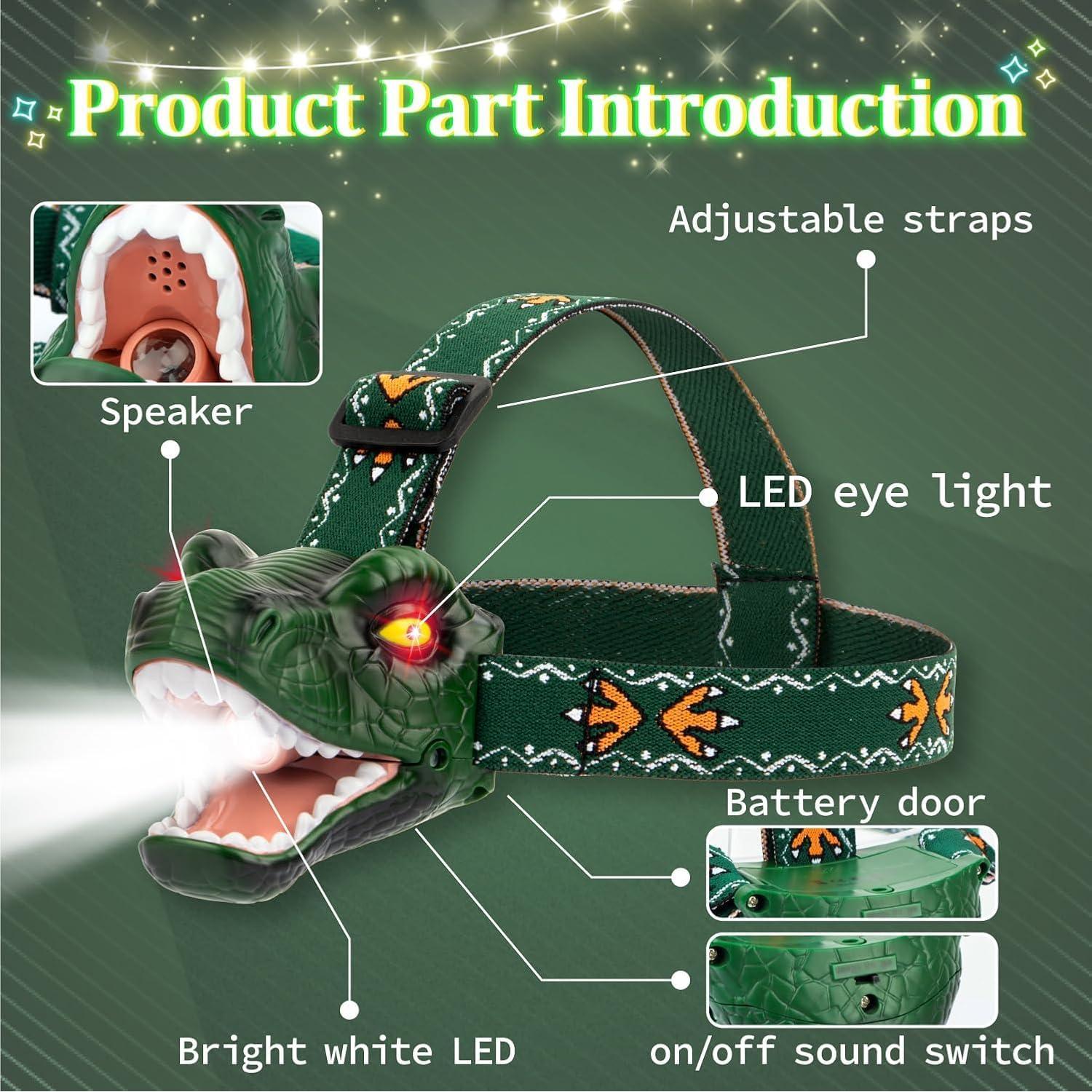Linterna LED T-Rex Niovexium para Niños 3 Modos Verde