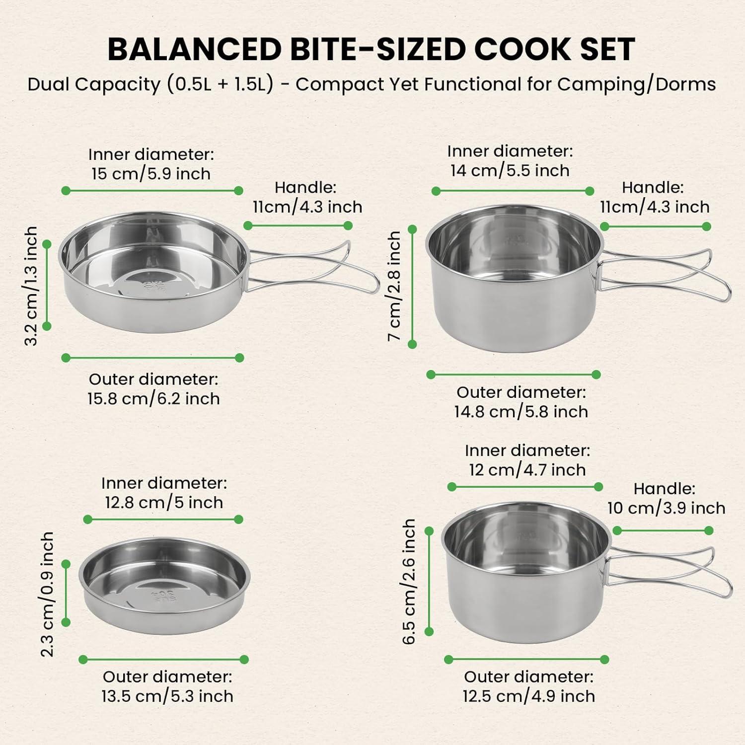 Juego de Utensilios de Cocina para Camping GEEKHOM 14PCS