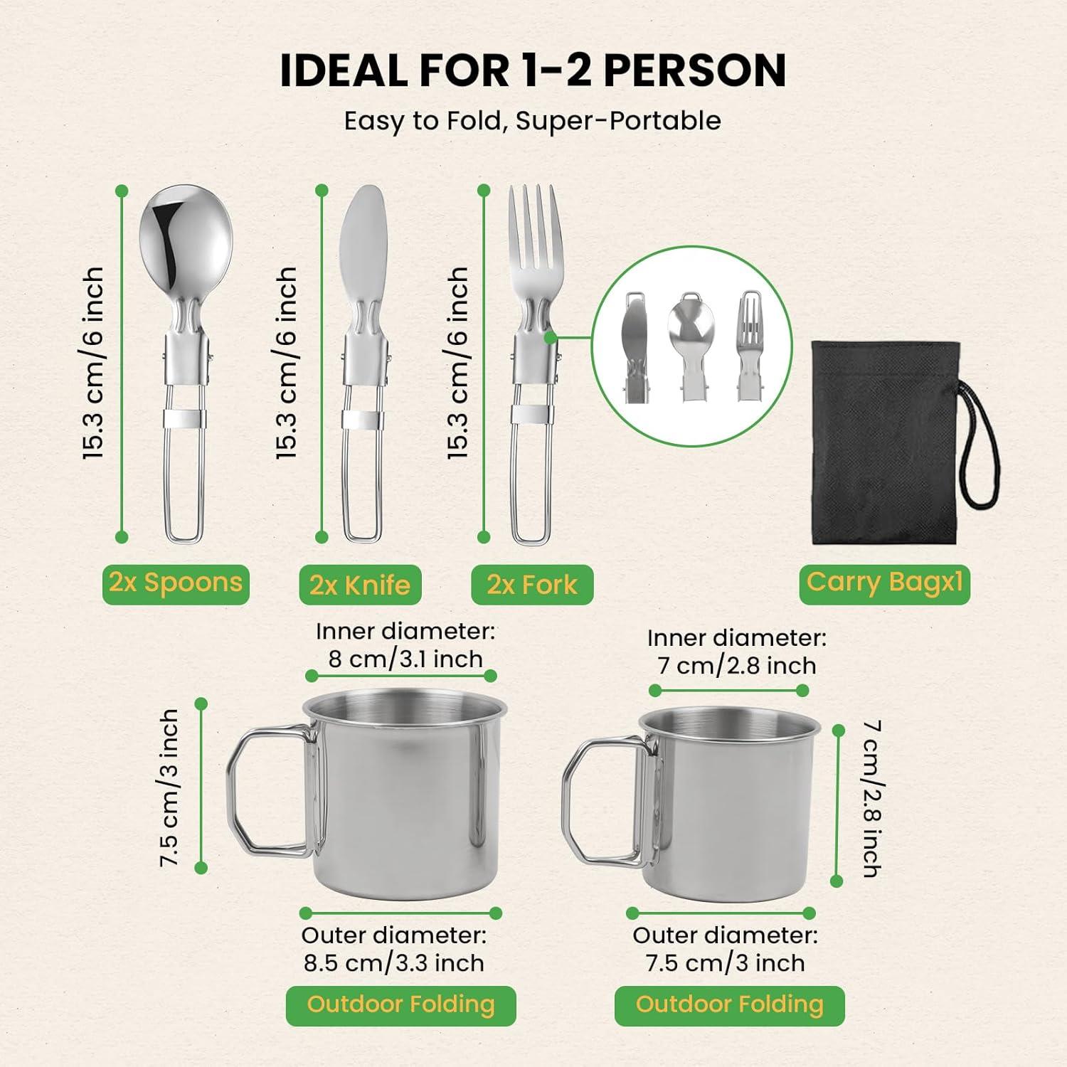 Juego de Utensilios de Cocina para Camping GEEKHOM 14PCS