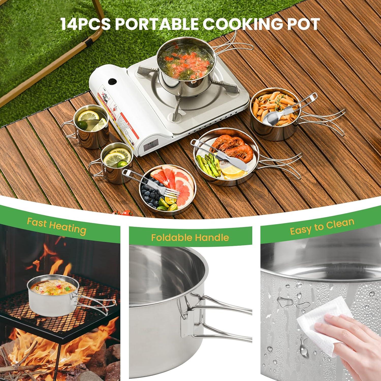 Juego de Utensilios de Cocina para Camping GEEKHOM 14PCS