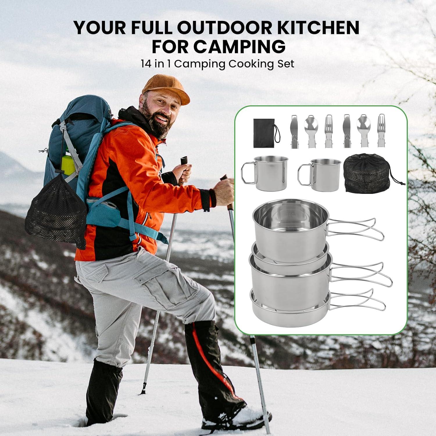 Juego de Utensilios de Cocina para Camping GEEKHOM 14PCS