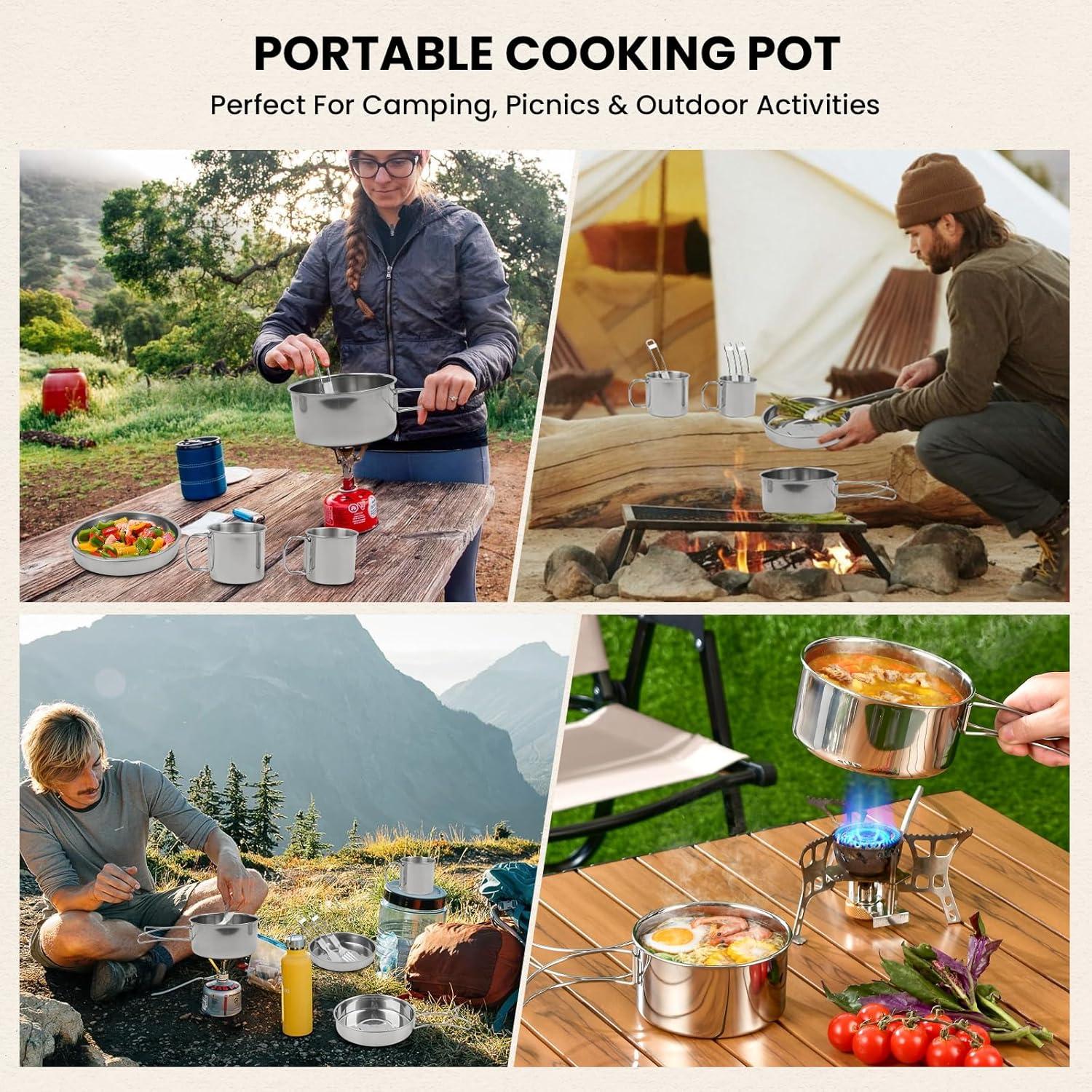 Juego de Utensilios de Cocina para Camping GEEKHOM 14PCS