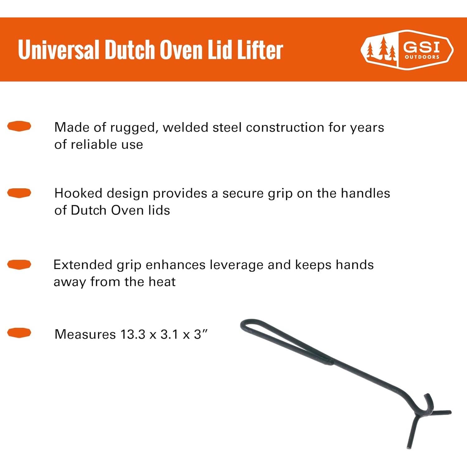 Levantador de Tapa de Horno Holandés GSI Outdoors 33 cm Acero Negro